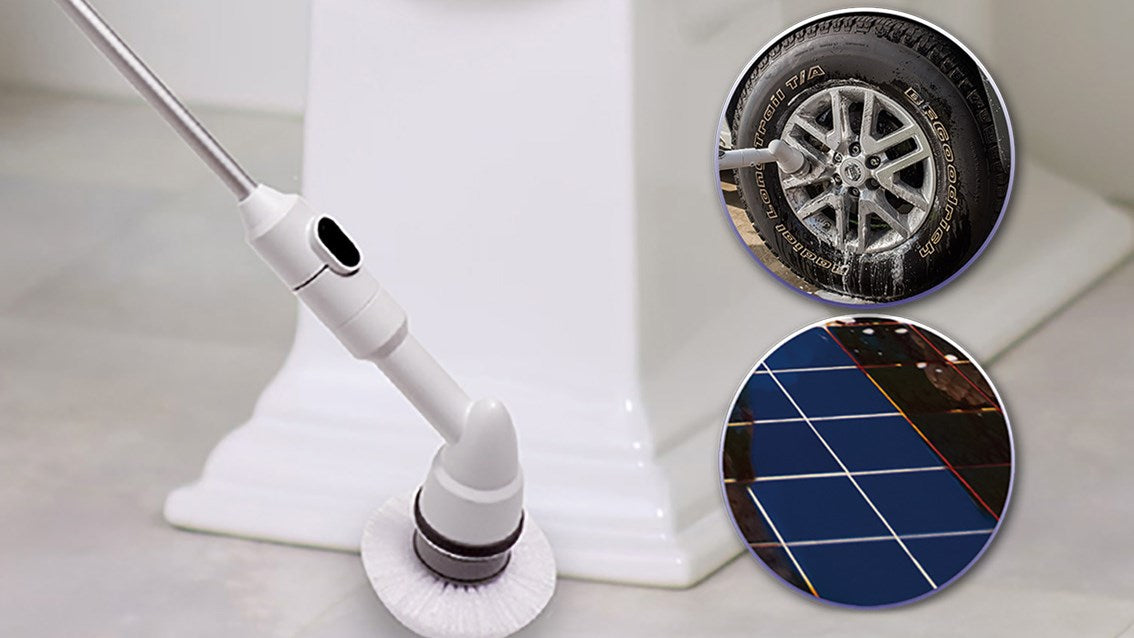 Turbo Scrub 360 Deluxe - Electric Spin Scrubber for Deep Cleaning Bathrooms, Kitchens & Tiles | Rechargeable Cleaning Brush with 5 Replaceable Heads | Perfect for Shower, Sink, Grout & Hard-to-Reach Areas