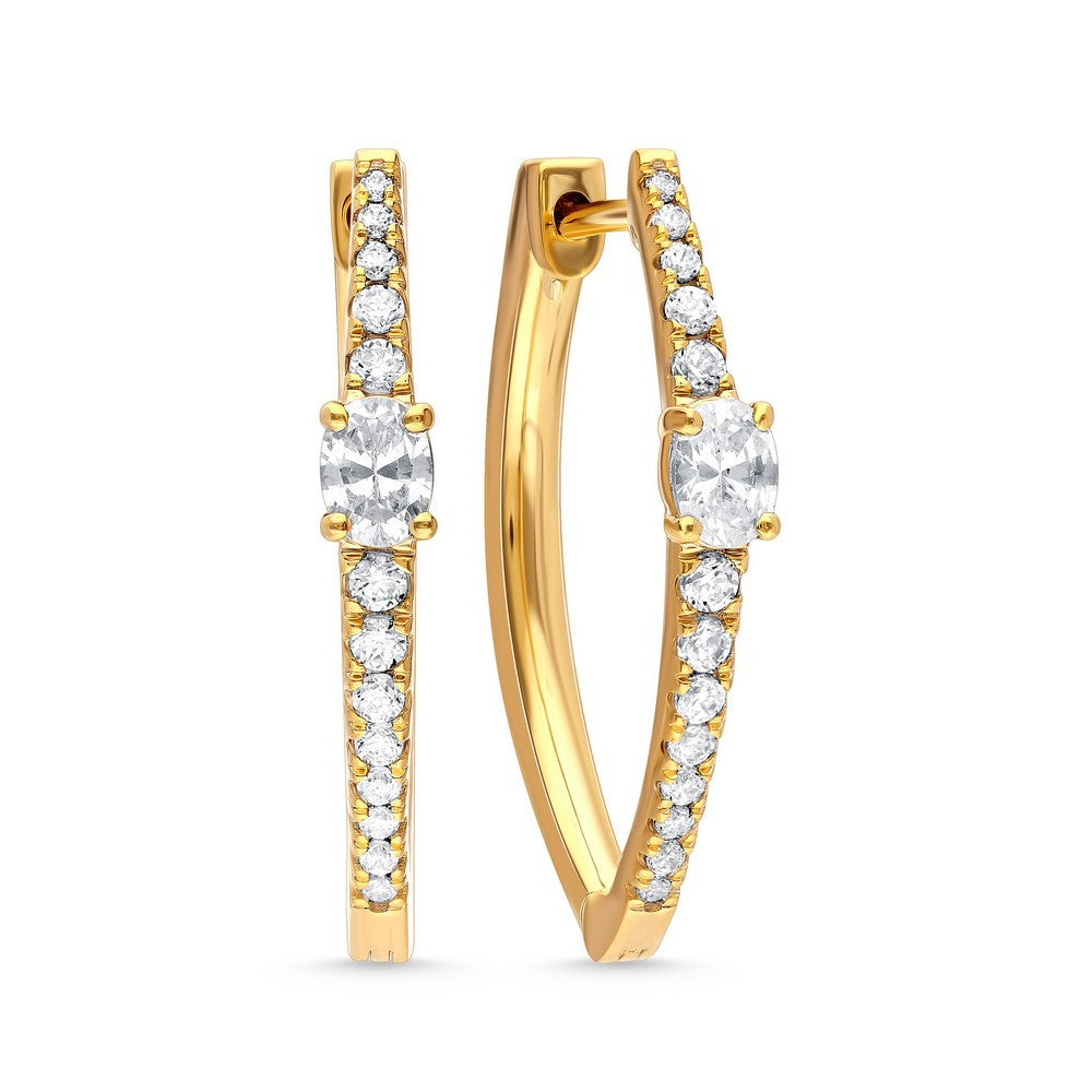 14K Gold Diamond Hoop Earrings for Women - Elegant 1.5mm Thin Circle Earrings for Everyday Wear | Perfect Gift for Anniversary, Birthday & Valentine's Day