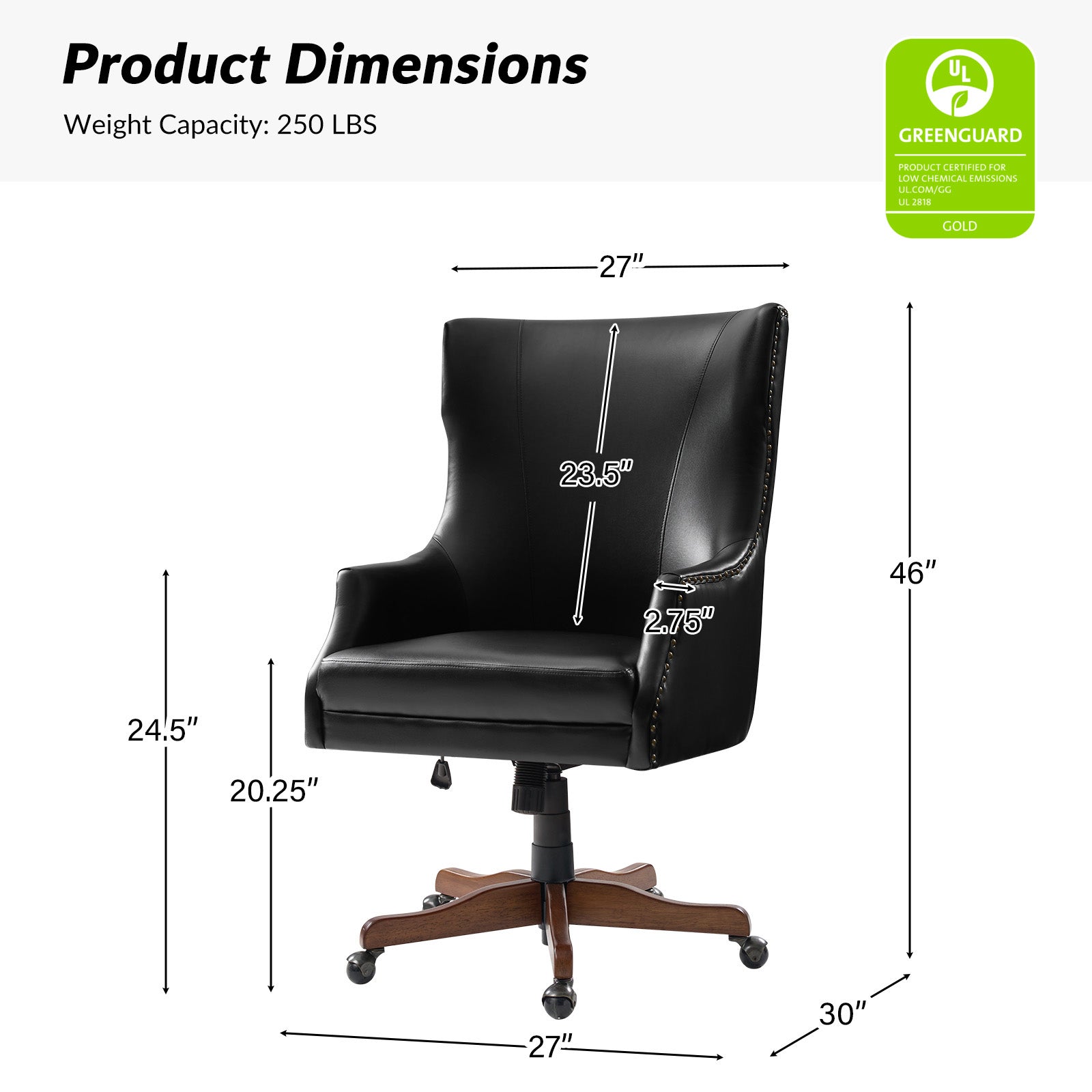 Caesar Classic Modern Office Chair with Elegant Copper Nailheads - Ergonomic Executive Desk Chair for Home & Office Workspace - Perfect for Professionals, Gamers and Remote Workers