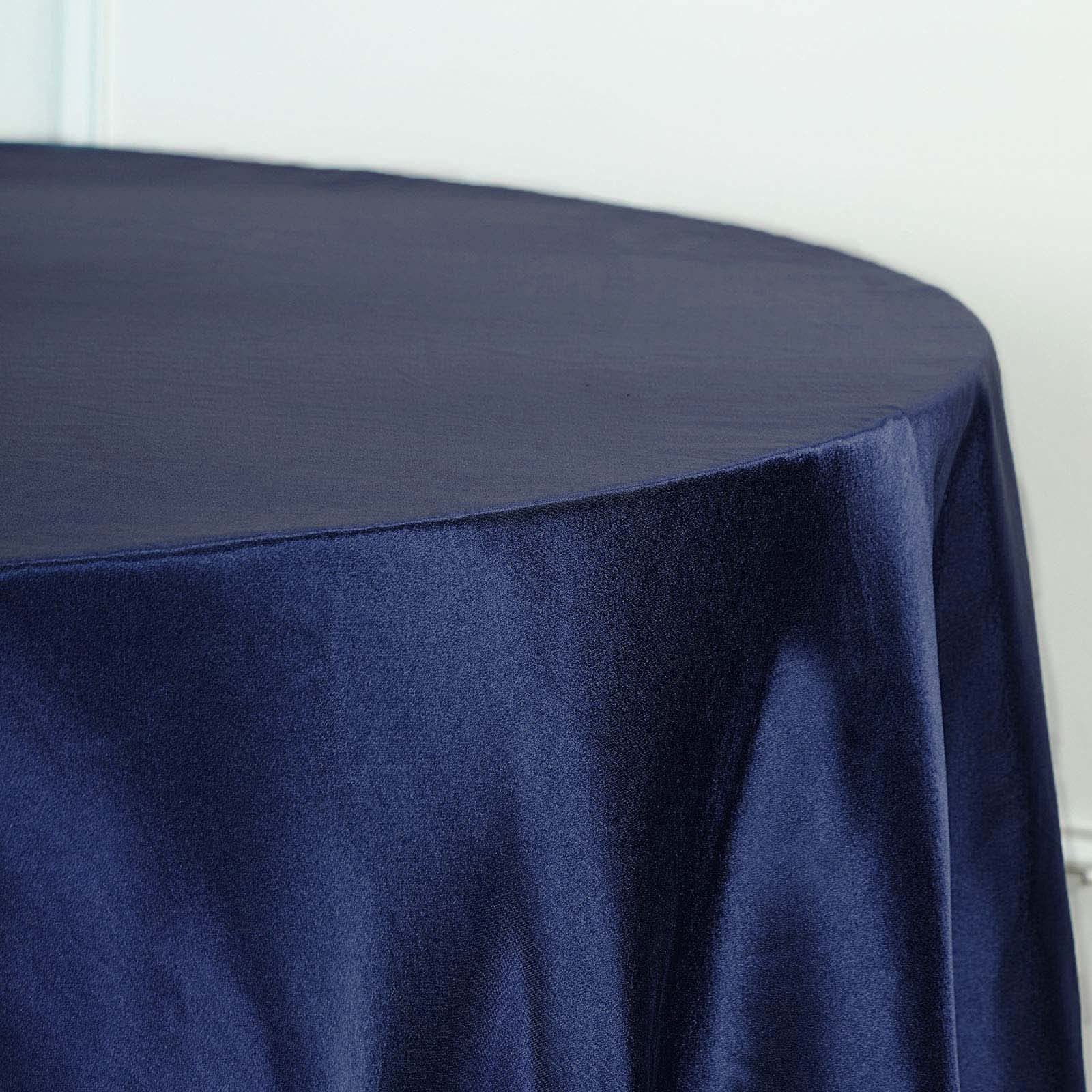 BalsaCircle 108-Inch Navy Blue Round Satin Tablecloth - Elegant Wedding, Party, Catering, Kitchen, Dining Event Table Cover for Home & Commercial Use