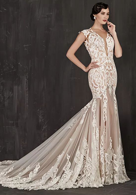 Calla Blanche Lydia 16130 Sample Wedding Gown - Elegant Lace Bridal Dress for Brides, Formal Occasions & Special Events