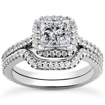 1.45 Carat TW Princess Cut Diamond Engagement Ring & Matching Wedding Band Set in Platinum - Perfect for Proposals, Anniversaries, and Bridal Jewelry