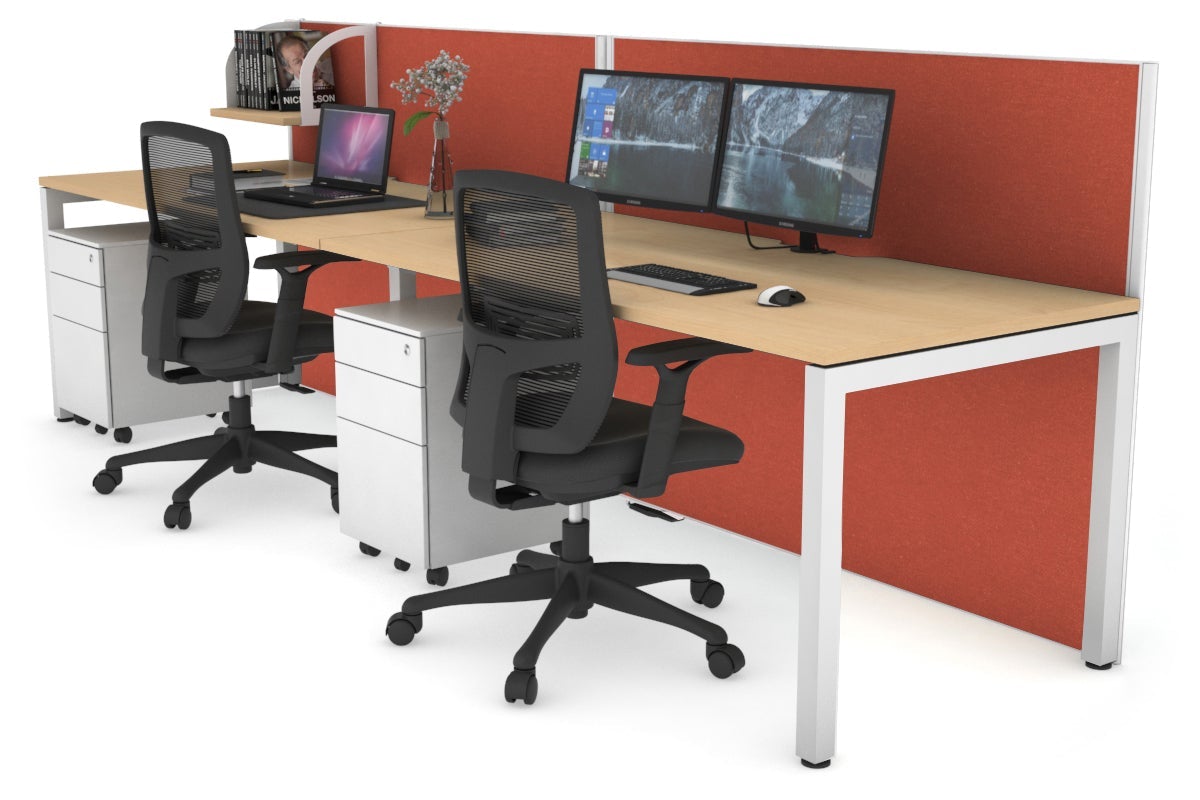 Horizon Quadro 2 Person Office Workstation with Square Legs - 1600L x 800W Desk with Cable Management Scallop - Perfect for Shared Workspaces & Collaborative Office Environments