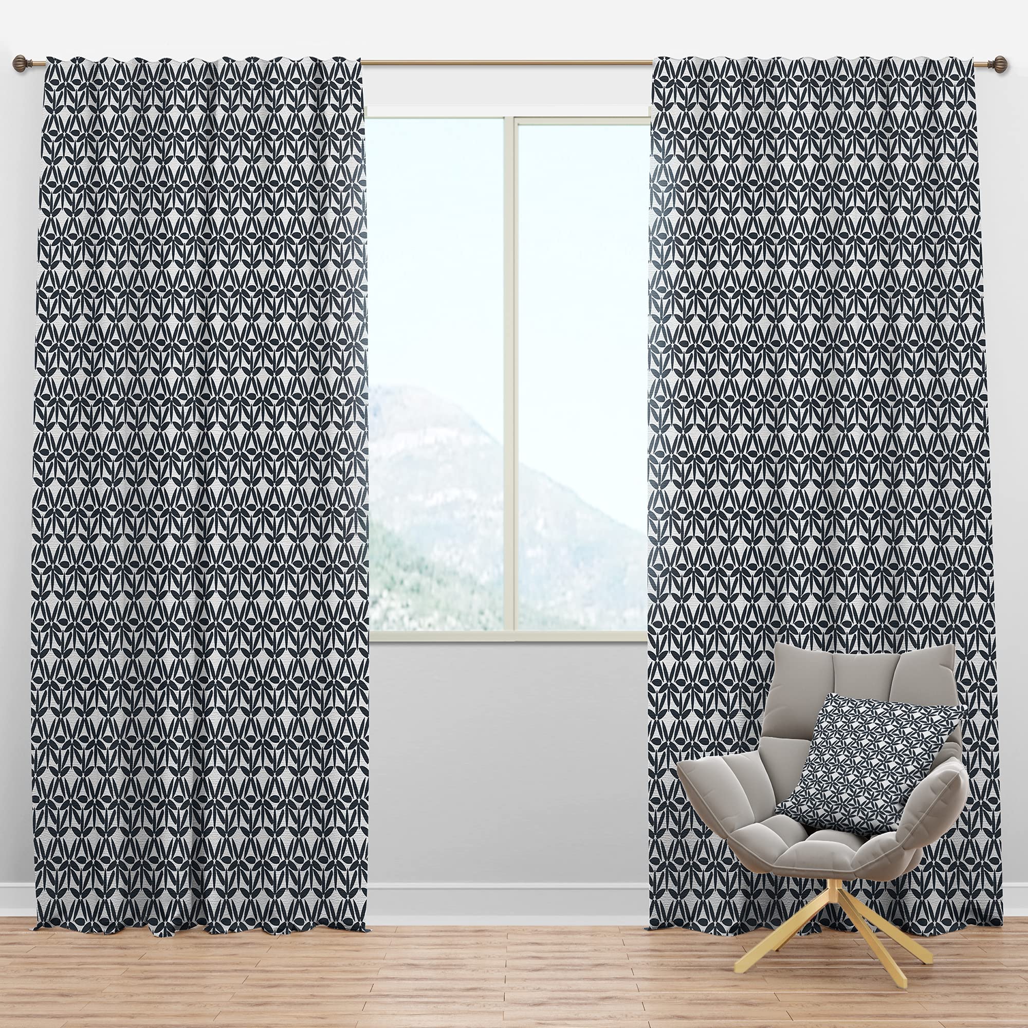Retro Abstract Flower Blackout Curtains - Thermal Insulated Room Darkening Drapes for Bedroom & Living Room (52x84, Single Panel) - Perfect for Home Decor, Light Blocking & Energy Saving