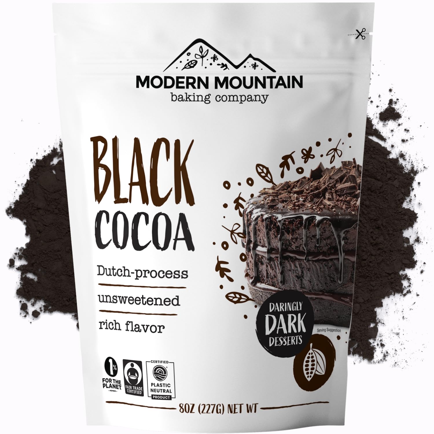 Black Cocoa Powder 8 oz - Extra Dark, Dutch-Processed, Unsweetened, Fair Trade Certified - Perfect for Dark Chocolate Baked Goods, Rich Flavor Enhancer, Natural Black Food Coloring Substitute - Ideal for Cakes, Cookies, and Desserts