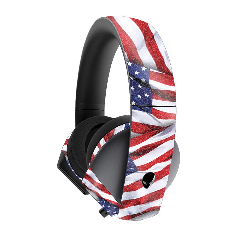 MightySkins Glossy Glitter Skin Cover for Alienware 7.1 Gaming Headset - Patriot Design | Protective & Durable High-Gloss Finish | Easy to Apply, Remove & Change Styles | Made in USA | Perfect for Gaming Setups, Esports Tournaments & Personalized PC Accessories