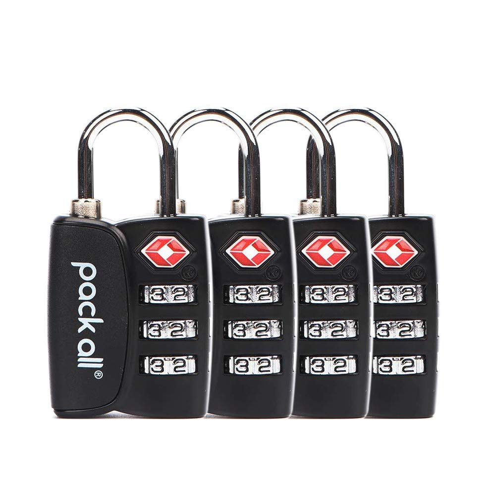 TSA Approved 3-Digit Combination Luggage Lock - Alloy Body with Inspection Indicator, Secure Travel Lock for Suitcases, Bags & Backpacks (1/2/4 Pack) - Perfect for Airports, Hotels & Travel Security