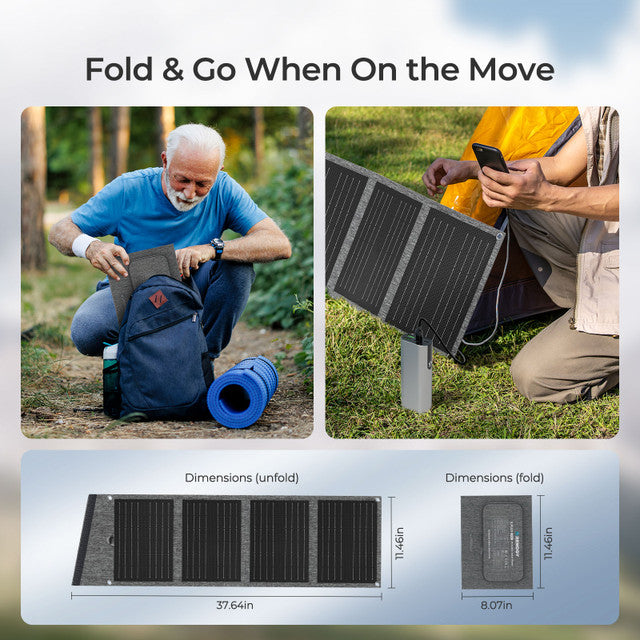 Renogy E.FLEX 30W Portable Solar Panel - Compact & Lightweight Foldable Solar Charger for Camping, Hiking, RV, Boating & Emergency Power Supply