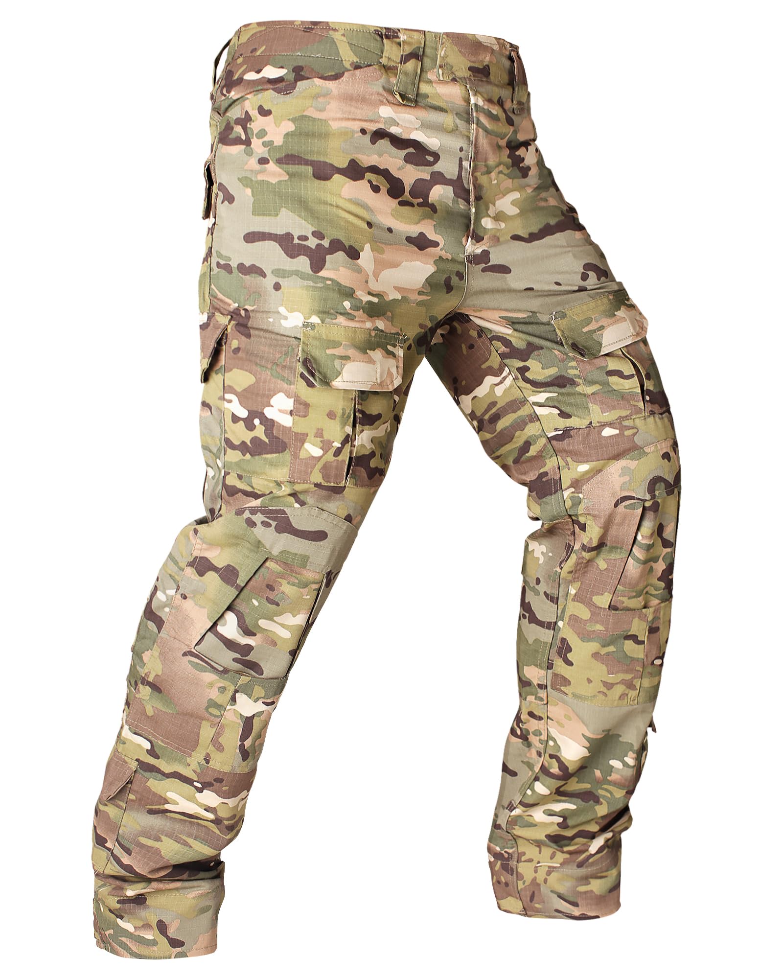 **Men's Tactical Cargo Pants - Camo Ripstop Hiking & Work Pants with Multi-Pockets (No Belt/Kneepad) - Perfect for Outdoor Adventures, Hunting & Tactical Missions**
