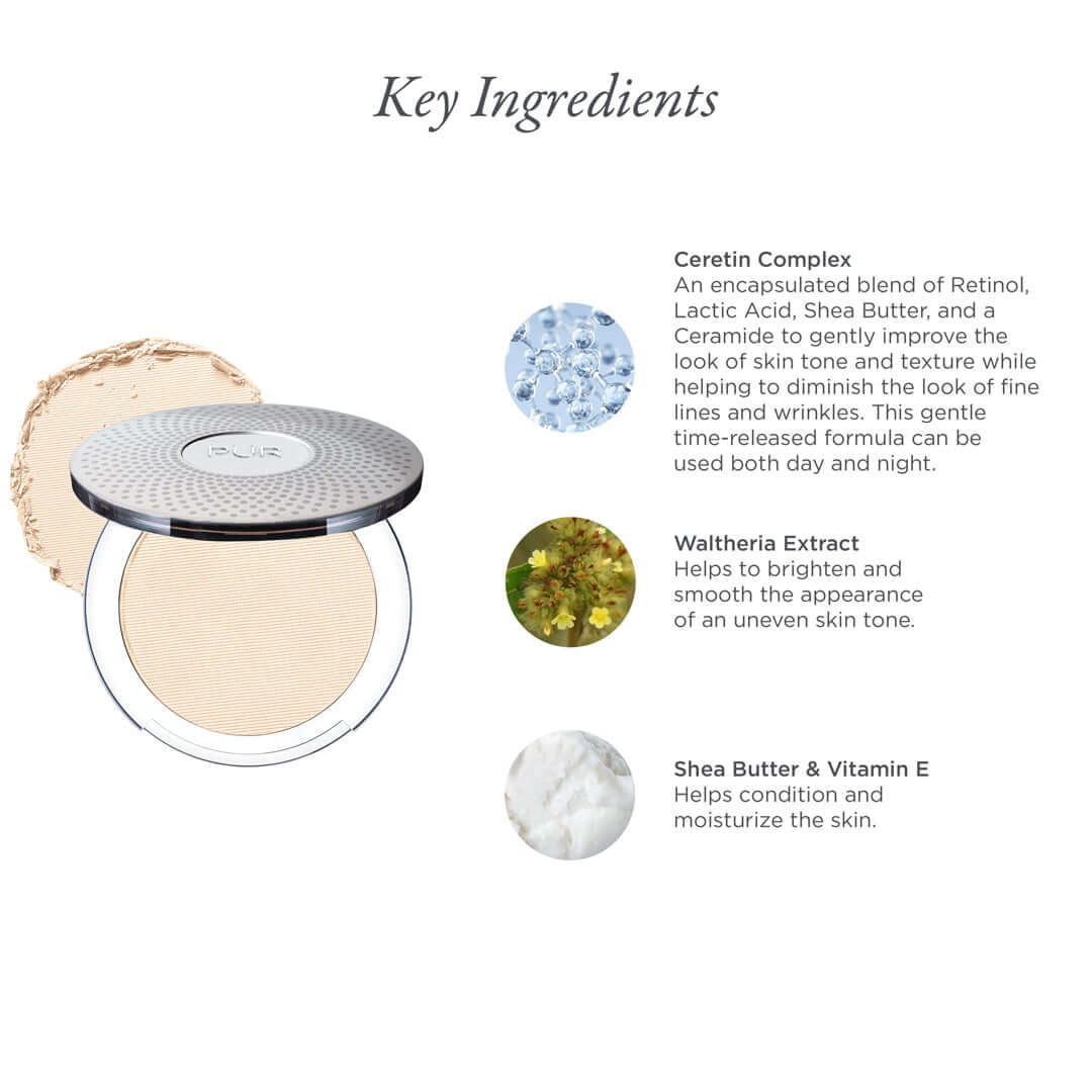 4 in 1 Pressed Mineral Makeup with Broad Spectrum SPF 15 - Natural Sun Protection & Flawless Coverage for Daily Wear & Outdoor Activities