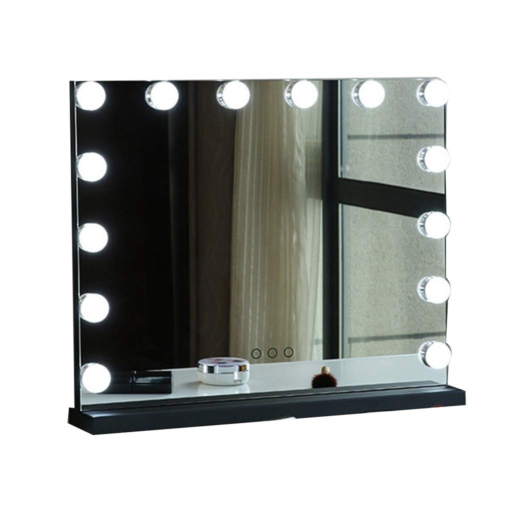 Professional LED Makeup Mirror with Adjustable Brightness & Touch Control - Large Vanity Mirror with Aluminum Frame for Dressing Table (Black, Size B) - Perfect for Home Makeup, Skincare & Salon Use