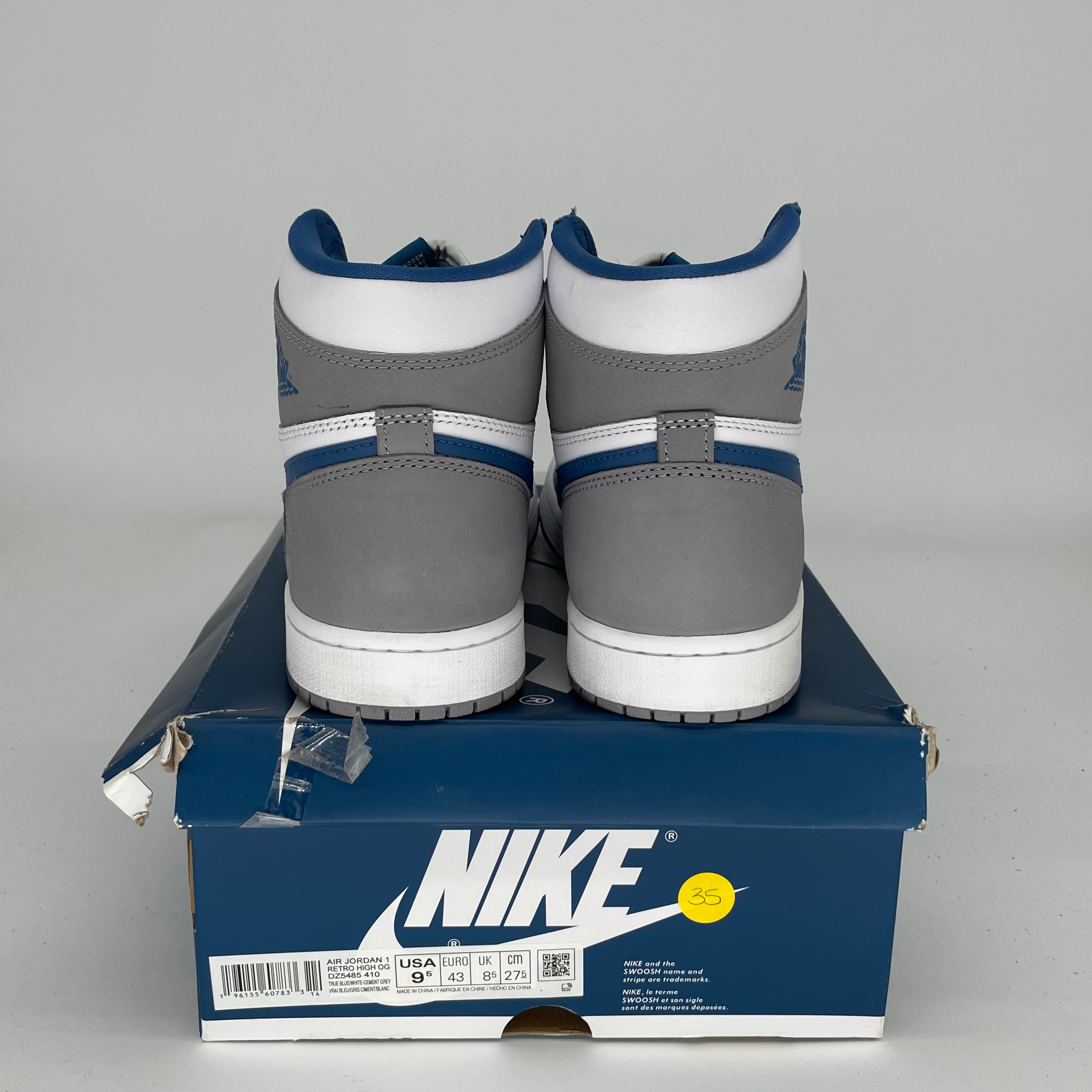 AIR JORDAN 1 TRUE BLUE Retro High OG Basketball Shoes - Men's Size 9.5 (DZ5485-410) - Authentic Sneakers for Streetwear, Sports & Casual Fashion