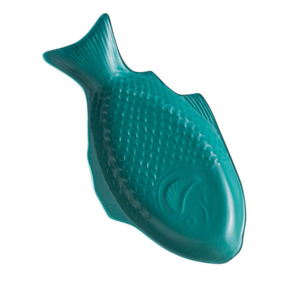DOITOOL Small Fish Shaped Ceramic Plates - 11 Inch Green Decorative Appetizer Dishes, Creative Serving Platter for Snacks, Sushi, Desserts - Perfect for Home Dining, Restaurants & Party Decor