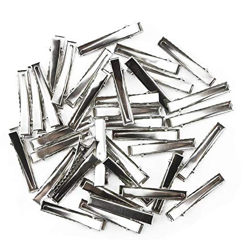 Elina 50-Piece Metal Alligator Hair Clips with Teeth, 1.75 Inch (45mm) Flat Top Single Prong Hair Clips for Hair Bows, Arts & Crafts, DIY Projects - Perfect for Salon Styling, Gift Wrapping & Hair Accessories
