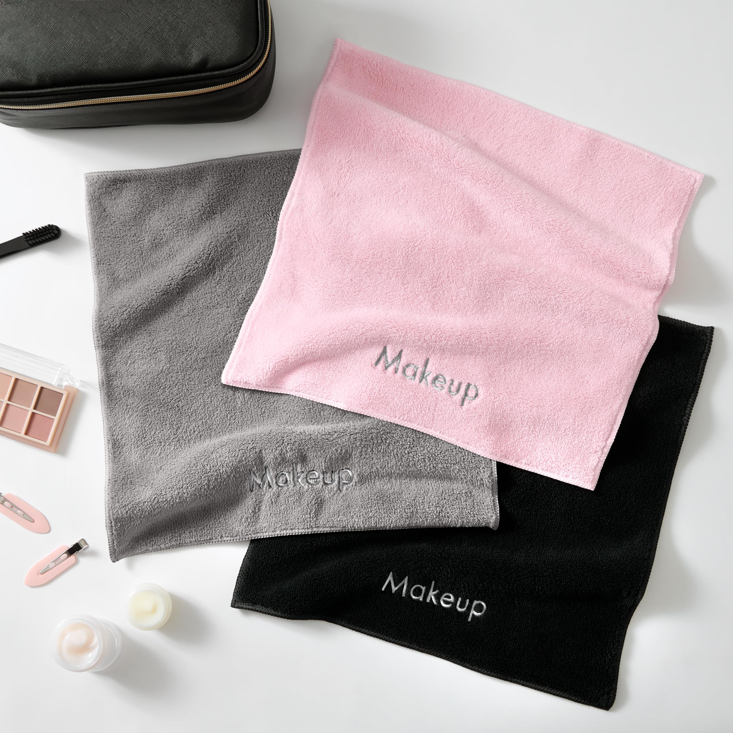**Arkwright Bulk Makeup Towels - 108 Pack Ultra Soft Microfiber Coral Fleece Washcloths for Face & Makeup Removal - Reusable, Gentle, 13x13 Inch (Grey) - Perfect for Professional Artists, Spa, Salon & Home Use**