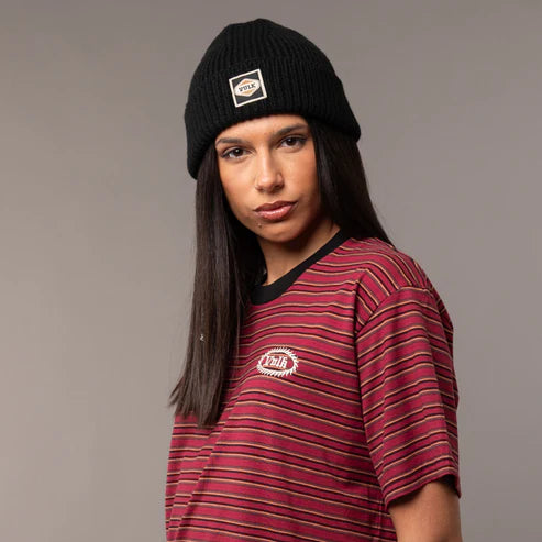 Vulk Unixes Riverside Black Wool Beanie - Warm Winter Knit Hat for Men & Women - Perfect for Skiing, Hiking, and Outdoor Activities