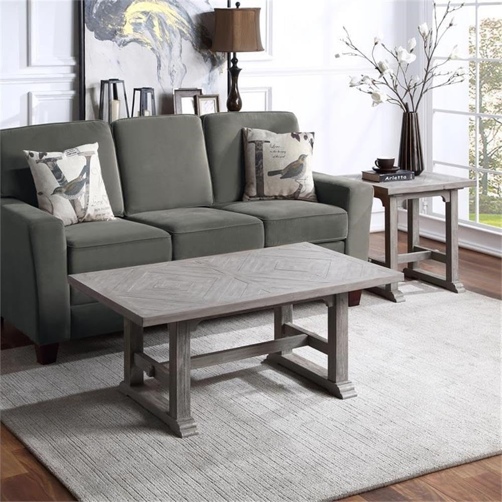 BOWERY HILL Dove Gray Coffee Table - Modern Living Room Accent Table with Storage Shelf - Perfect for Small Spaces, Apartments & Home Decor