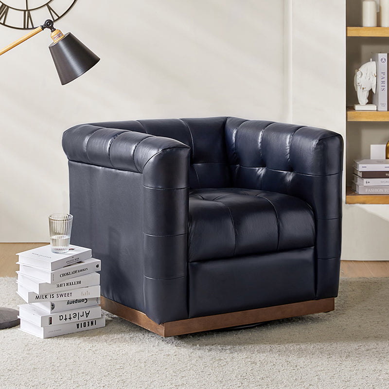 Feodor Genuine Leather Mid Century Modern Swivel Chair - Premium Office & Living Room Furniture for Home Decor