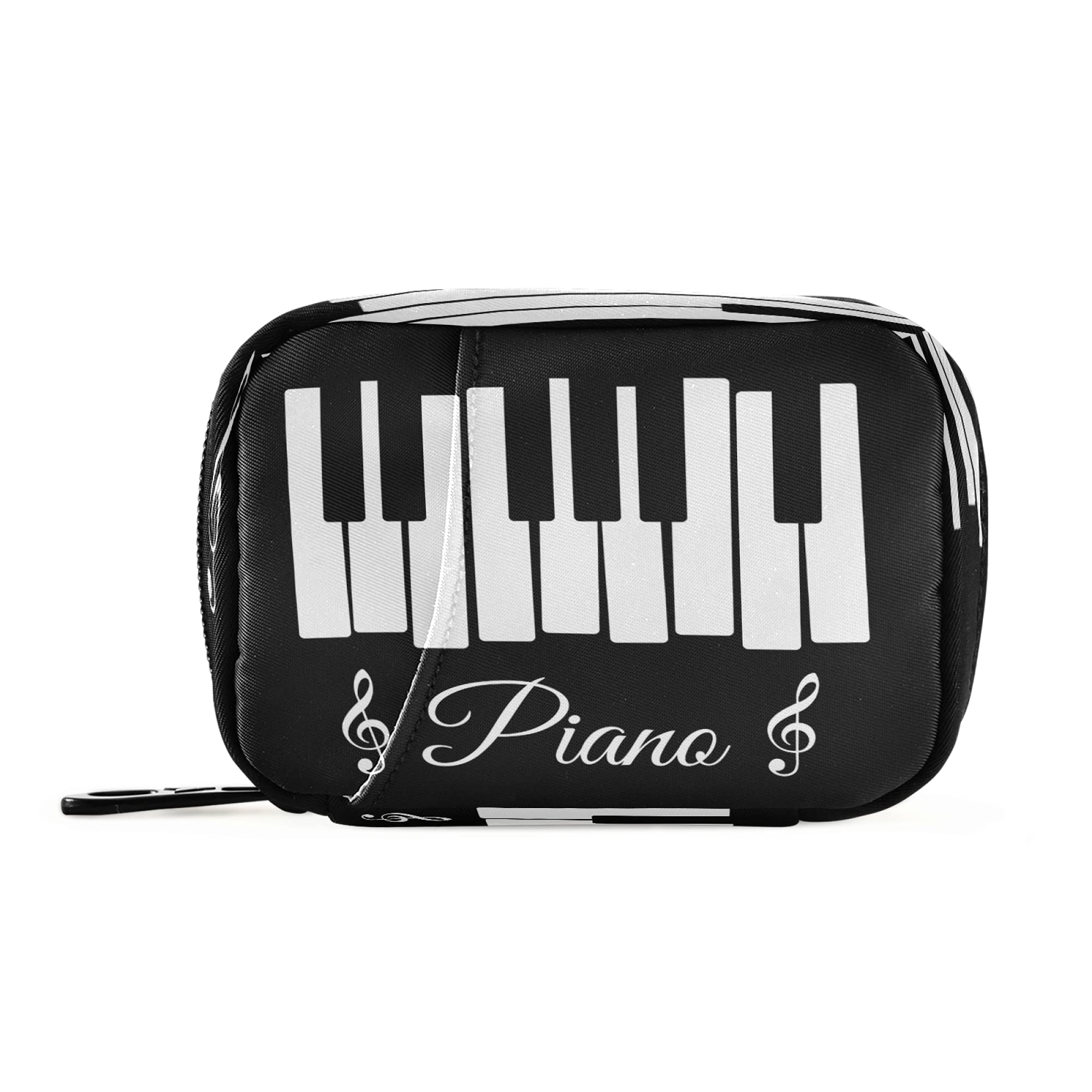 Portable Black & White Piano Keys Pill Case - Travel Medicine Organizer for Vitamins & Supplements | Perfect for Daily Use, Trips & On-the-Go