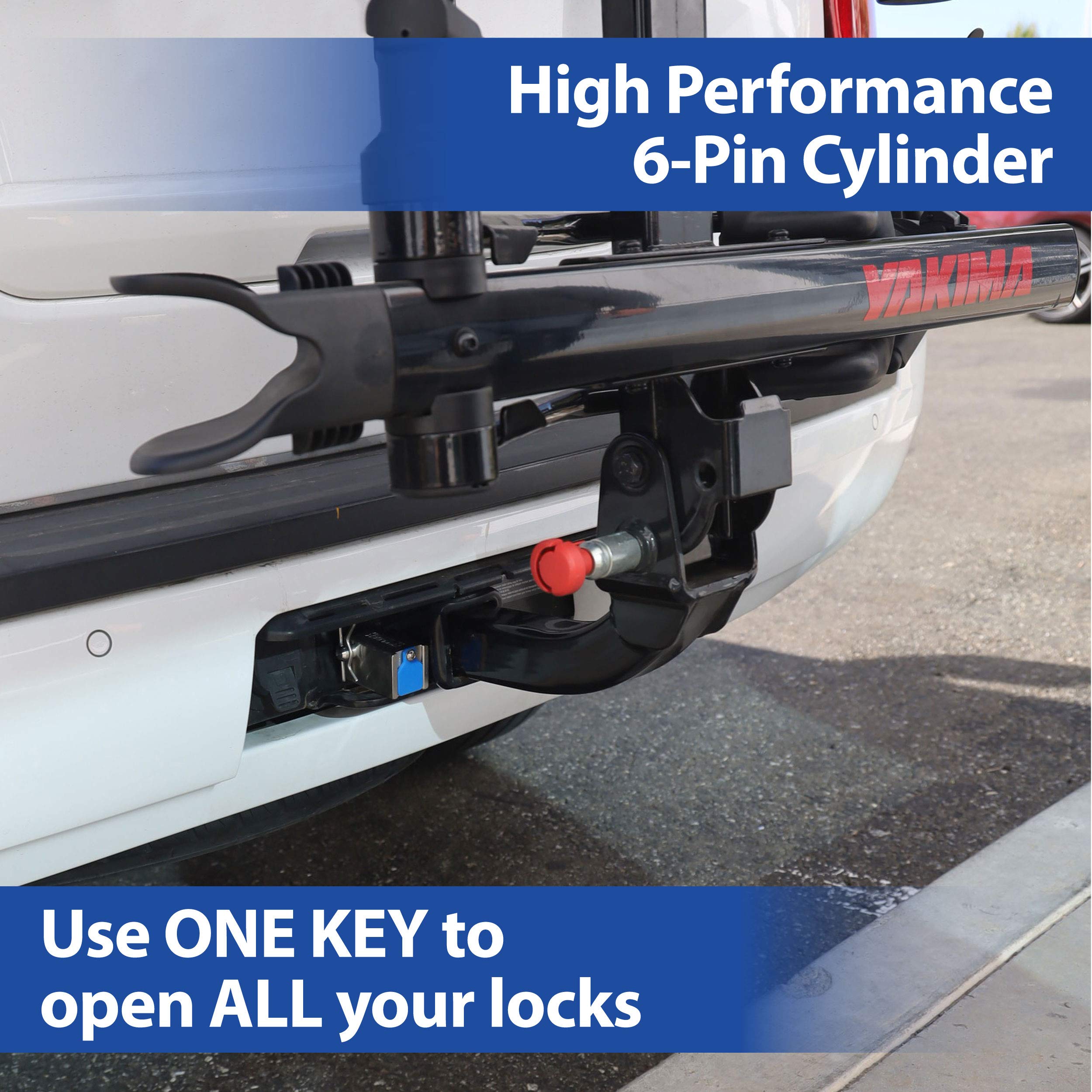PACLOCK TL80S-YK-1 High Security Stainless Steel Hitch Lock - 6-Pin Cylinder, Compatible with Yakima Bike Racks, BAA Compliant (Keyed to #26537 with 2 Keys) - Perfect for Securing Bikes, Cargo Carriers and Outdoor Equipment During Travel & Storage
