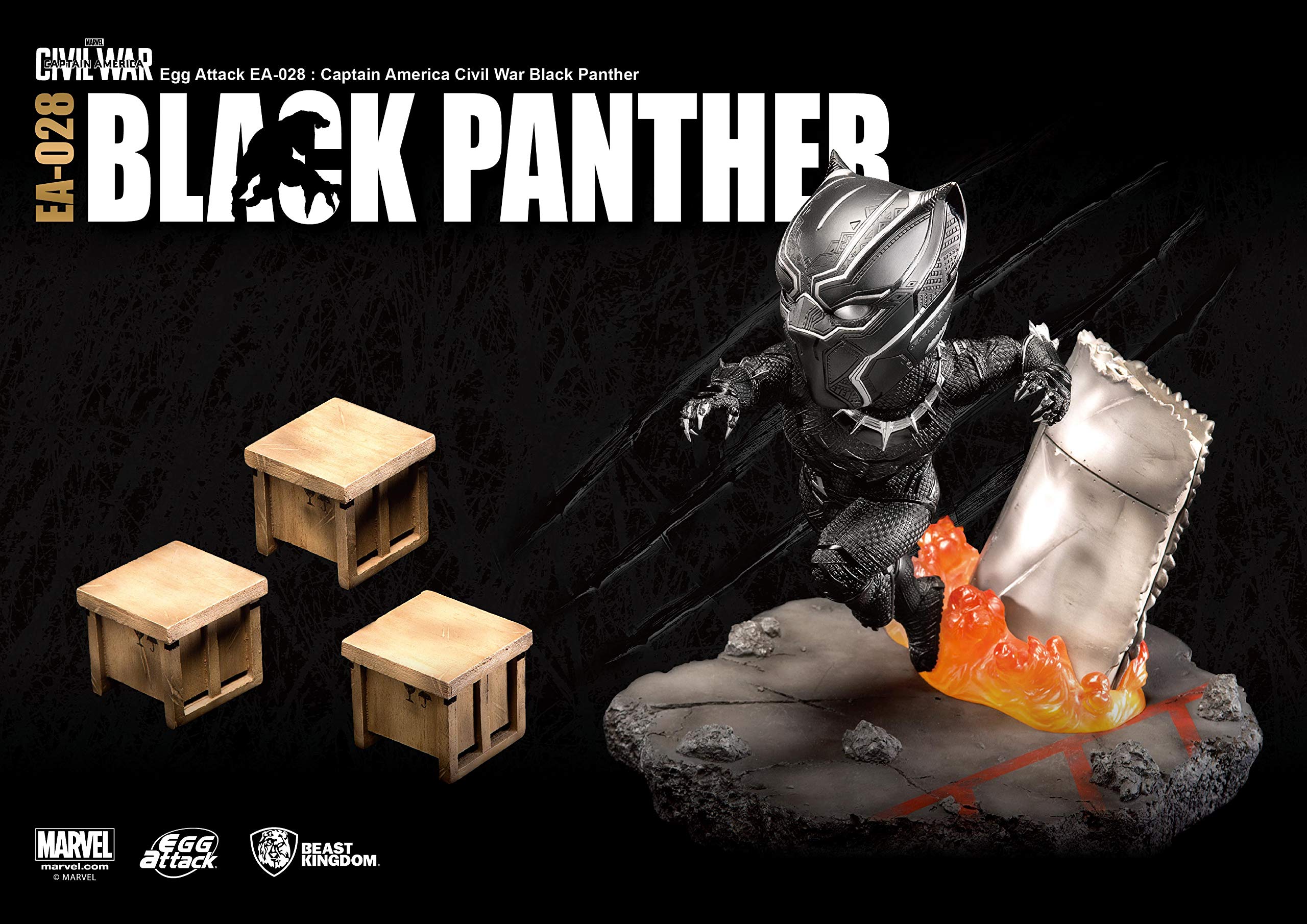 Beast Kingdom Captain America Civil War: EA-028 Black Panther Action Figure - Premium Collectible for Marvel Fans & Display | Perfect for Home Decor, Office Display, and Gifts