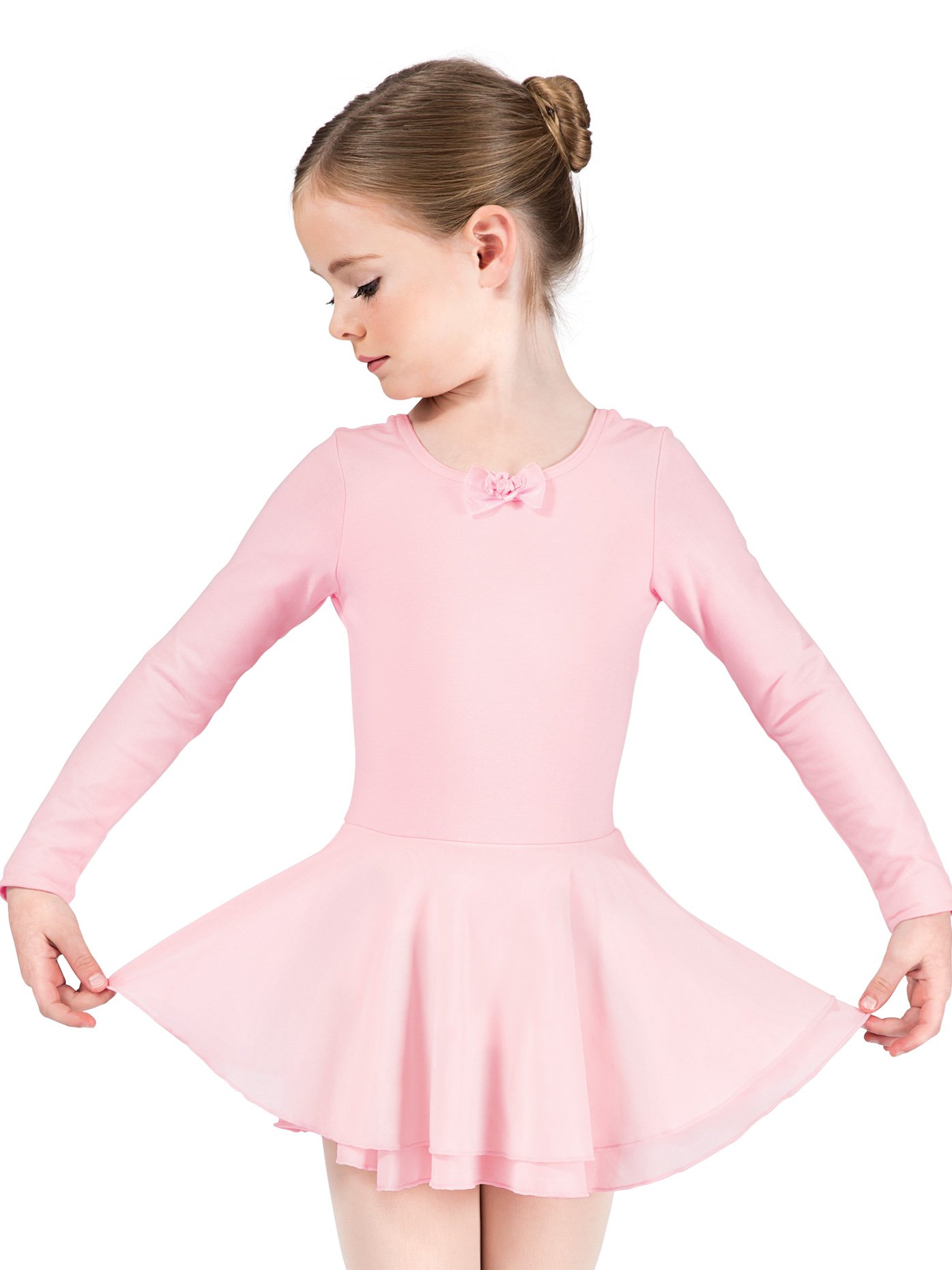 Girls Cotton Long Sleeve Dance Dress - Ballet, Jazz & Performance Costume for Recitals & Competitions