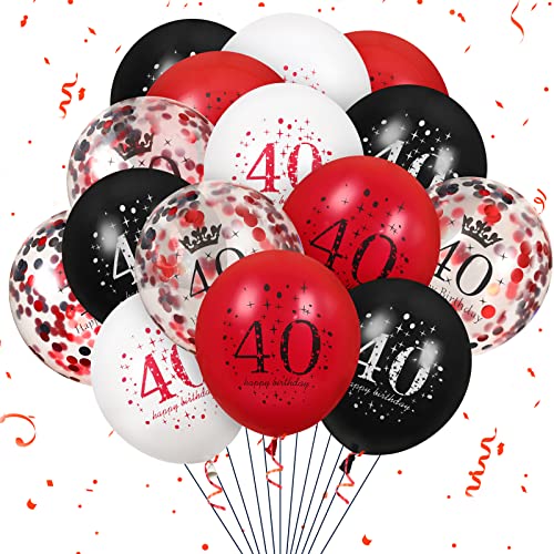 Red Black 40th Birthday Balloons