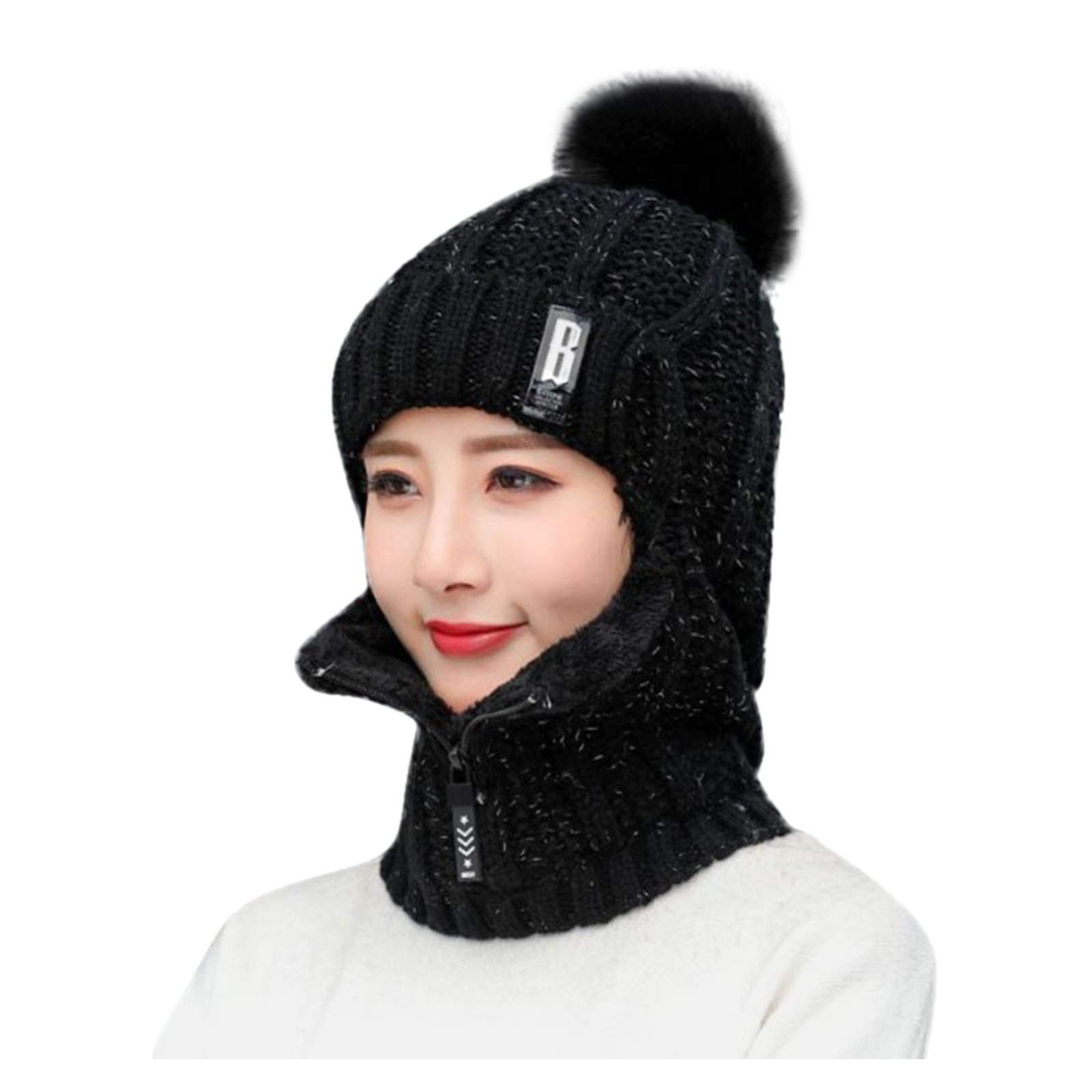 Winter Beanie Hat & Scarf Set for Women - Windproof Ribbed Cuffed Beanie with Neck Warmer - Cozy Cold Weather Accessories for Skiing, Snowboarding & Outdoor Activities