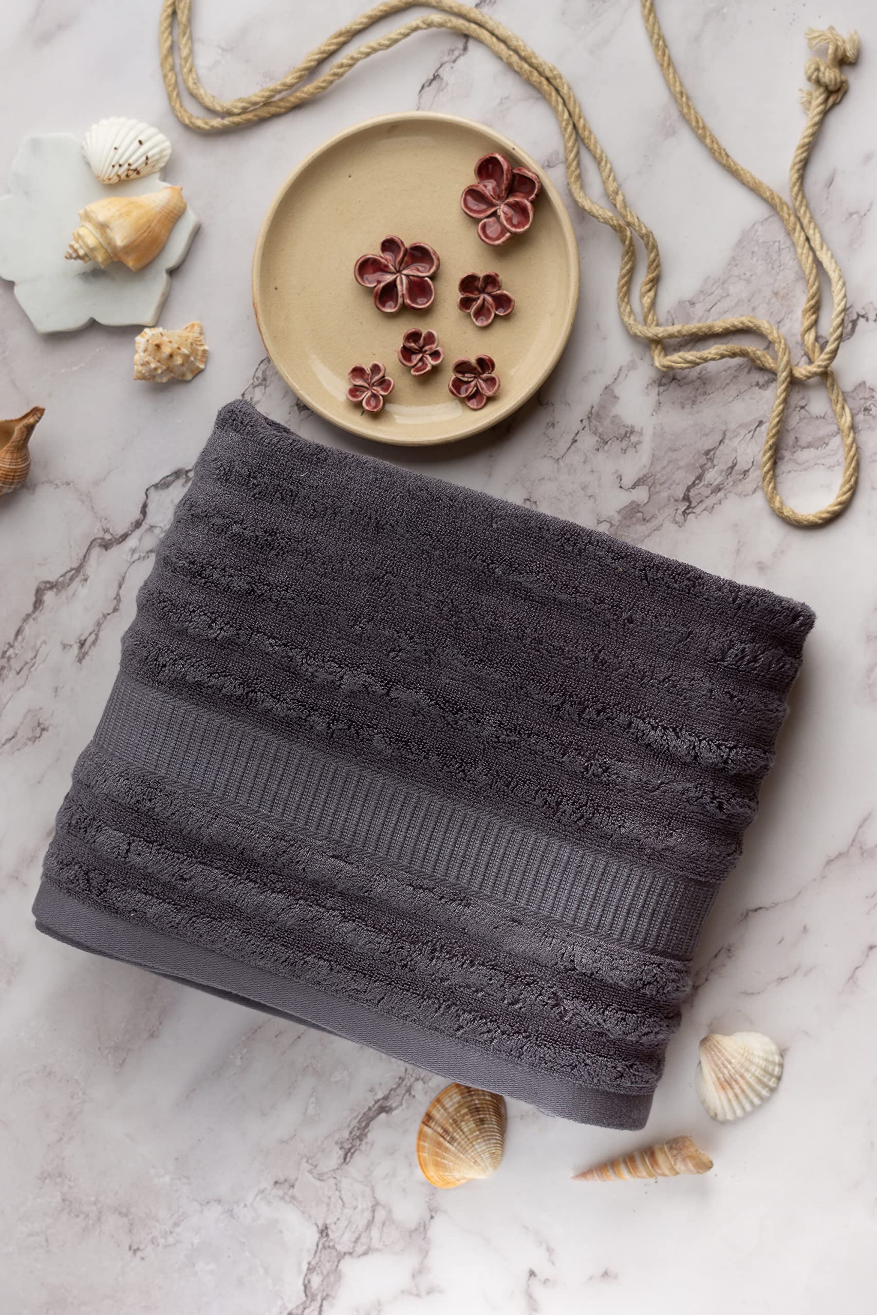 Premium 3-Piece Bamboo Towel Set - Ultra Soft, Absorbent & Antimicrobial 600 GSM (Bath, Hand & Face Towels) | Ideal for Spa, Luxury Bathing & Thoughtful Gifts | Space Grey