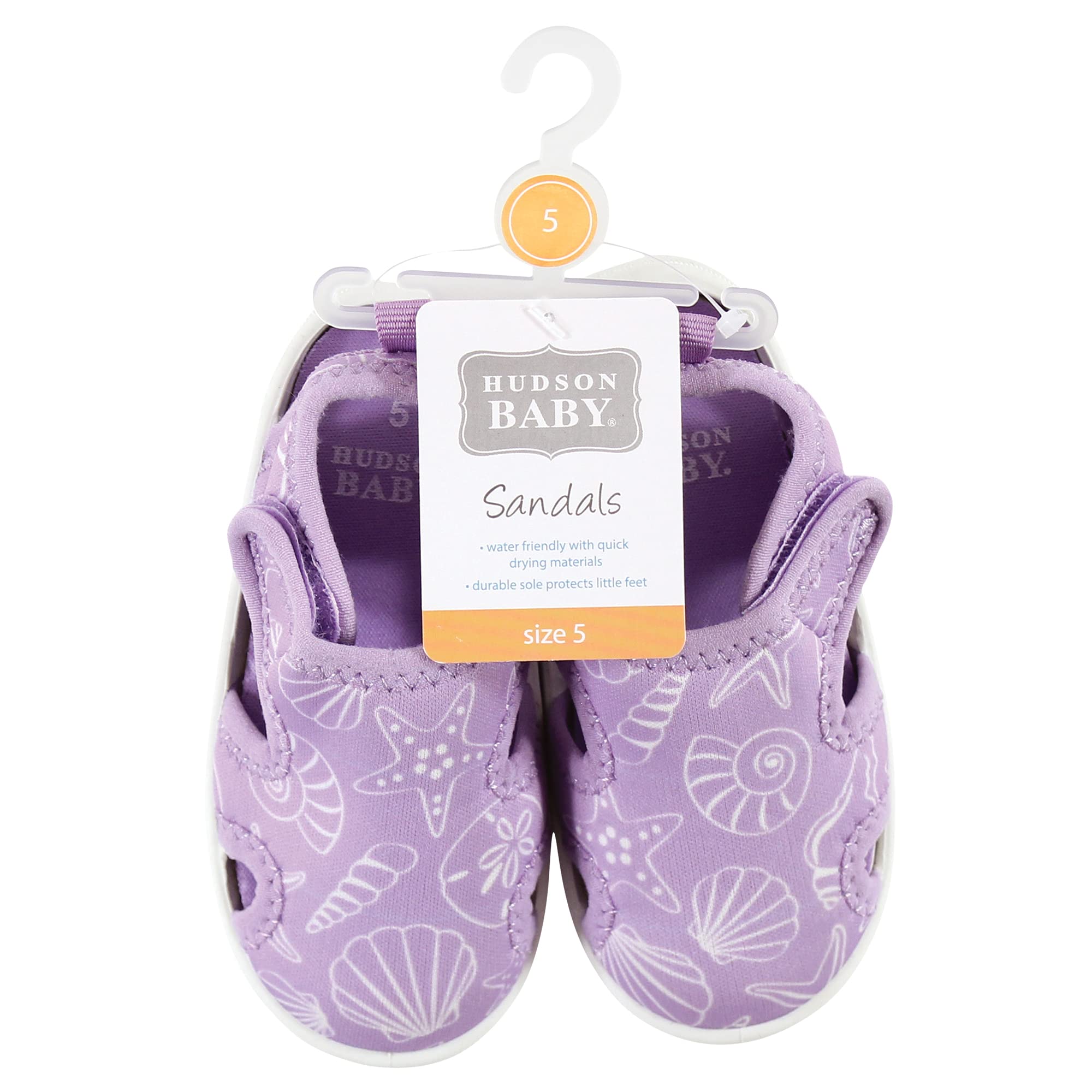 Hudson Baby Unisex Infant Sandals & Water Shoes - Sea Shell Design, Size 8 US - Perfect for Beach, Pool & Outdoor Play