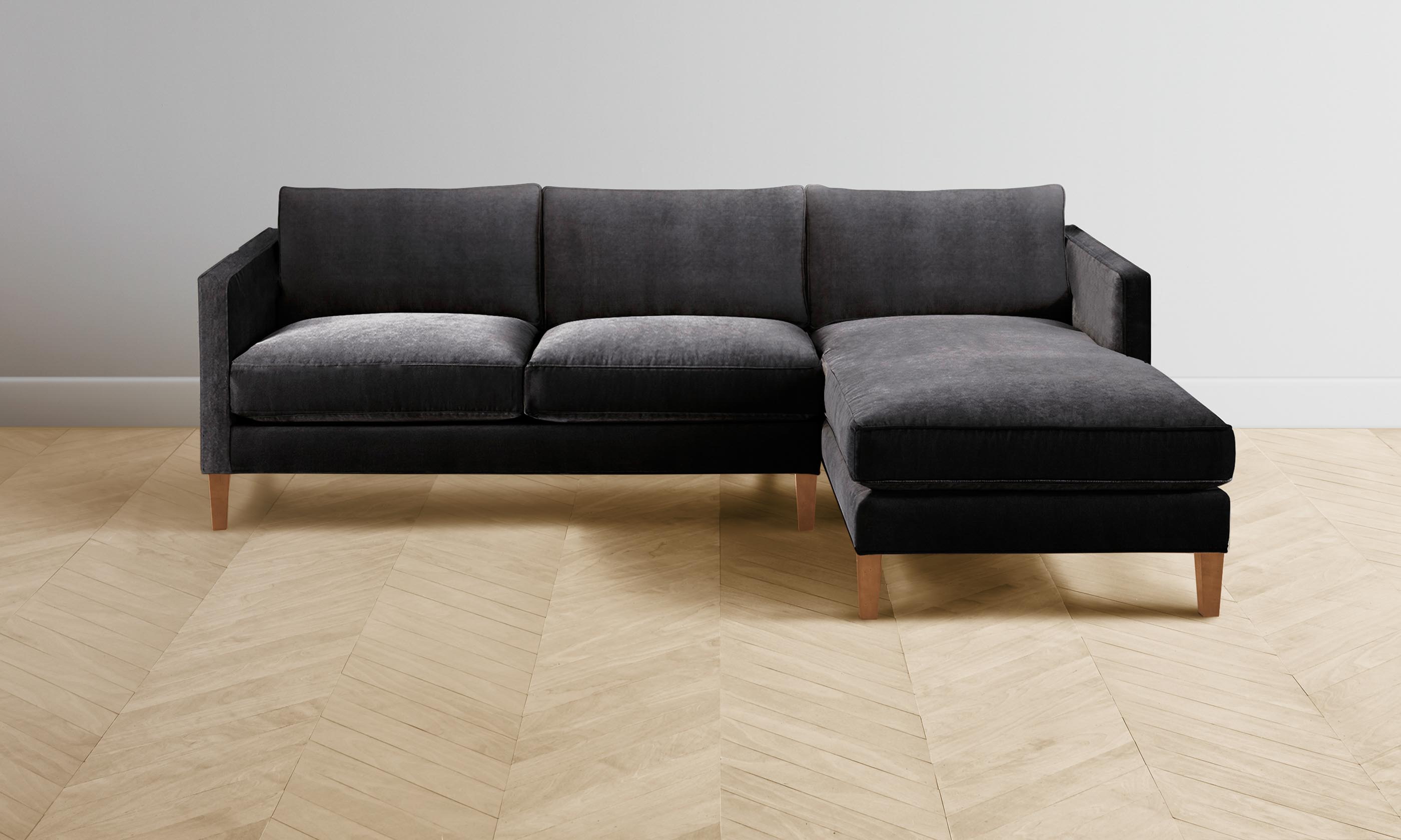 The Crosby Sectional Sofa - Performance Velvet Slate Blue Modern Living Room Furniture for Small Spaces | Perfect for Apartments, Condos & Cozy Homes