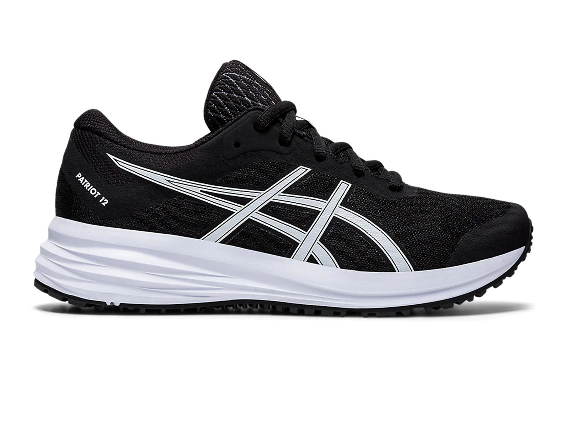 ASICS Junior Patriot 12 GS Kids' Running Shoes - Black/White (1014A139-001) | Lightweight Athletic Sneakers for Boys & Girls - Perfect for School, Training & Daily Wear