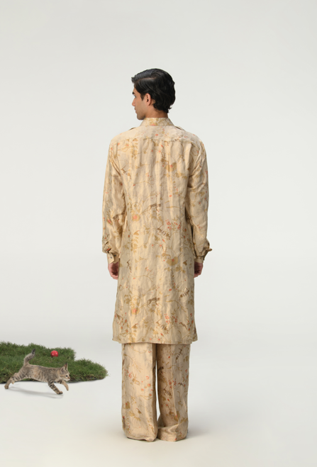 Elegant Ivory Silk Brocade Bullet Kurta for Women | Traditional Indian Embroidered Tunic Top | Perfect for Festivals, Weddings & Special Occasions