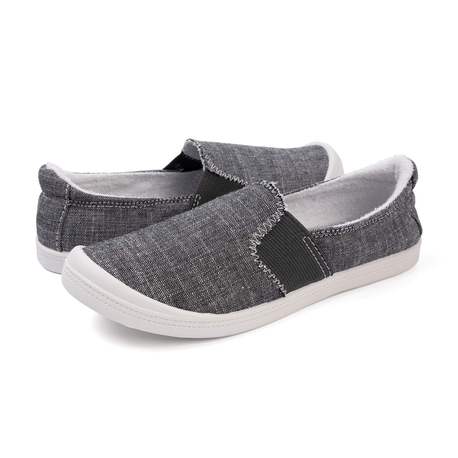 FunkyMonkey Women's Comfortable Low Top Canvas Slip-On Sneakers - Classic Casual Walking Shoes for Everyday Wear, Travel & Light Exercise