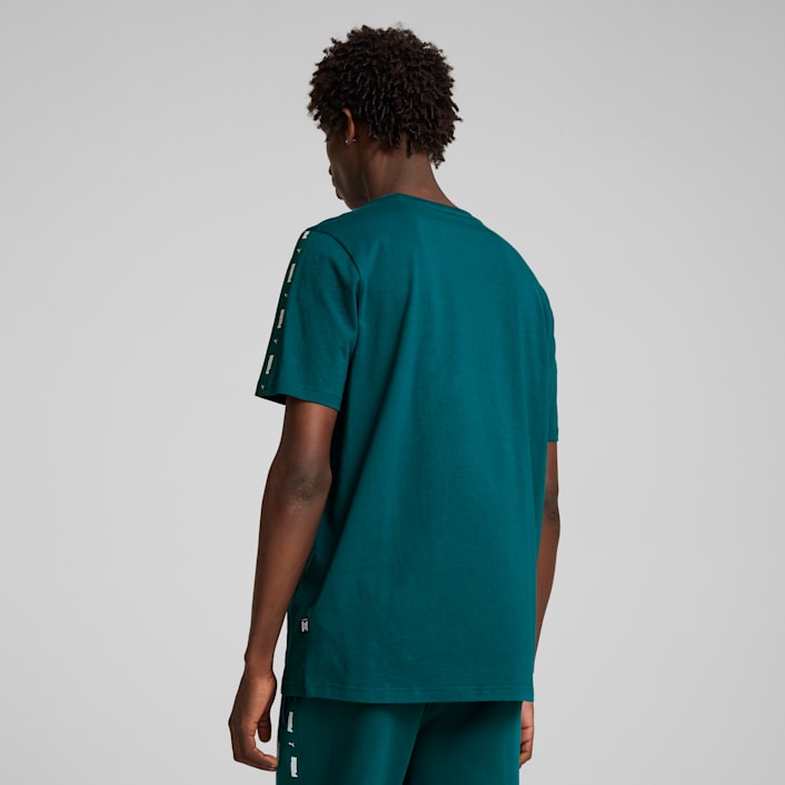 PUMA Men's Essentials Tape Green T-Shirt - Comfortable Cotton Casual Tee for Gym, Workout & Everyday Wear