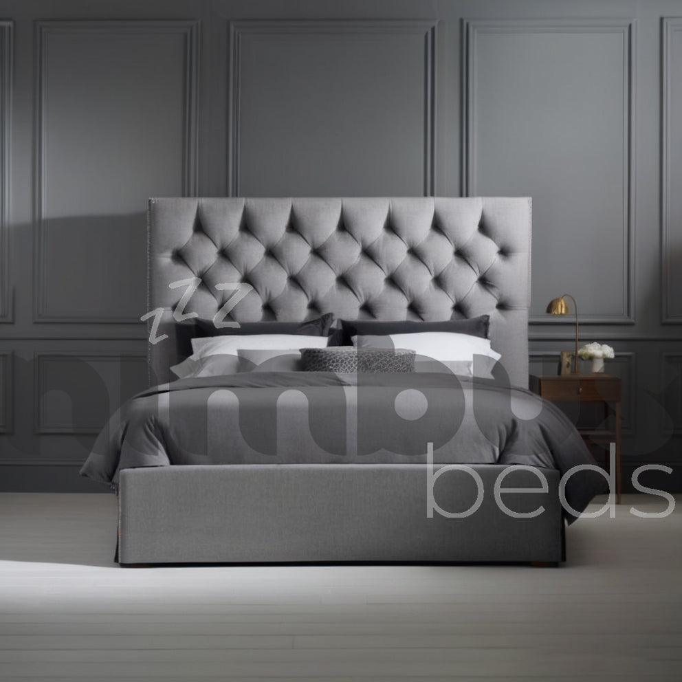 Chesterfield Bed Frame - Queen Size Upholstered Platform Bed with Button Tufting & Wooden Slats | Elegant Bedroom Furniture for Master Suite, Guest Room & Apartment