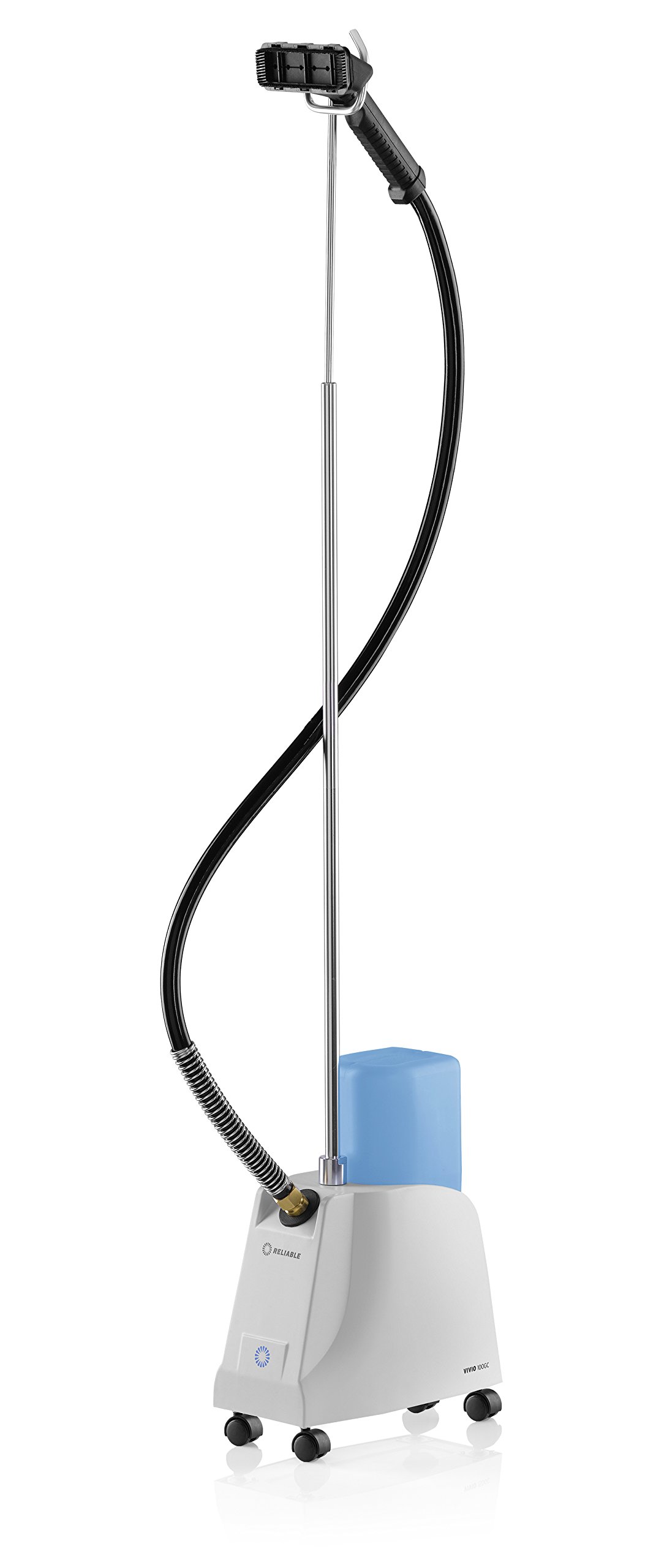 Vivio 100GC Professional Fabric Steamer - 1300W Heavy Duty Garment Steamer with 1 Gallon Tank, Anti-Spill Cap & Removable Brush | Thicker PVC Steam Head for Faster Wrinkle Removal | Easy-Roll Casters & Flexible Hose for Home and Commercial Use | Perfect for Clothing Stores, Tailors, and Home Laundry Care