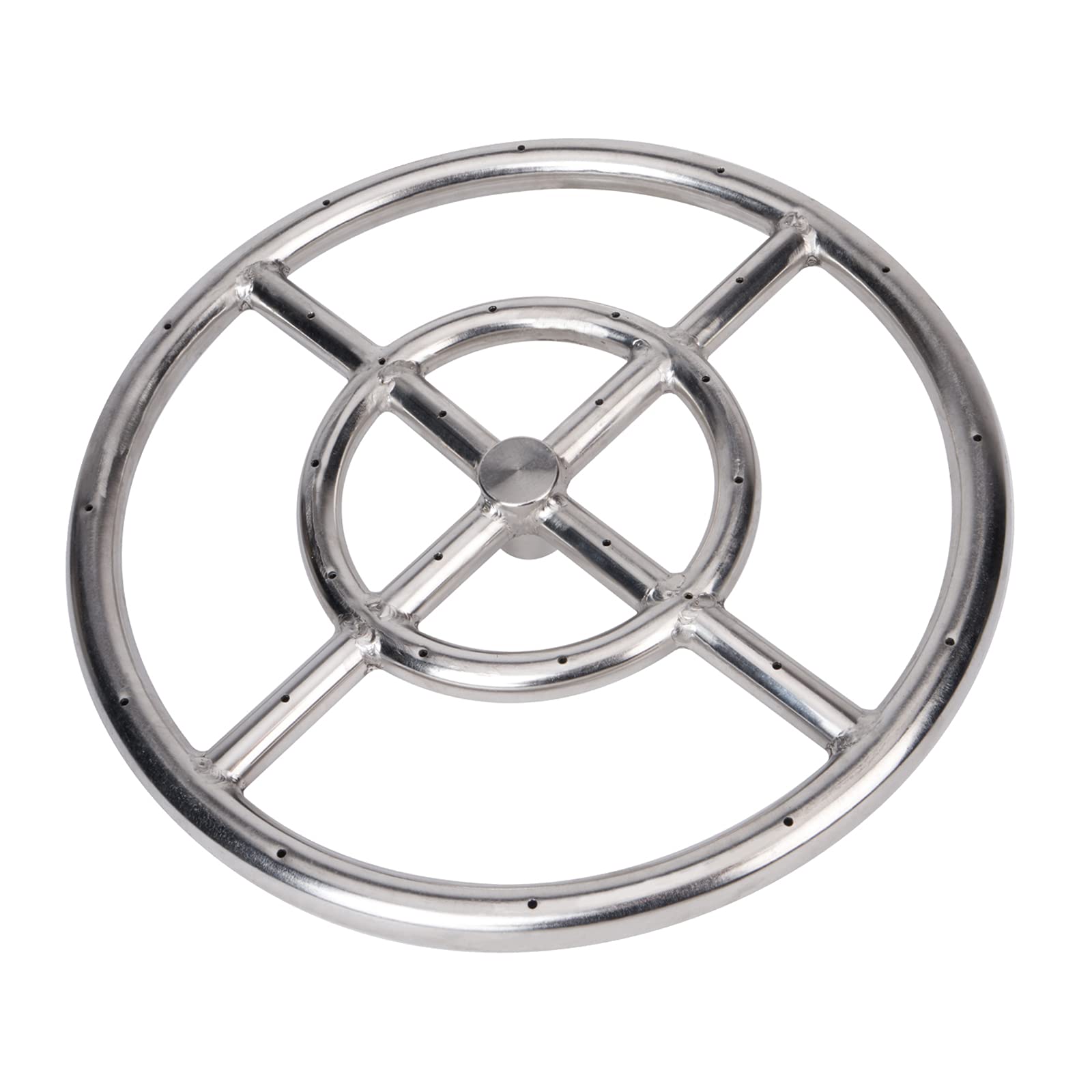 GASPRO 12 Inch Round Fire Pit Burner Ring - 304 Stainless Steel Natural Gas & Propane Fireplace Burner - 92,000 Max BTU for Outdoor Patio, Backyard, Camping & Garden Fire Pits