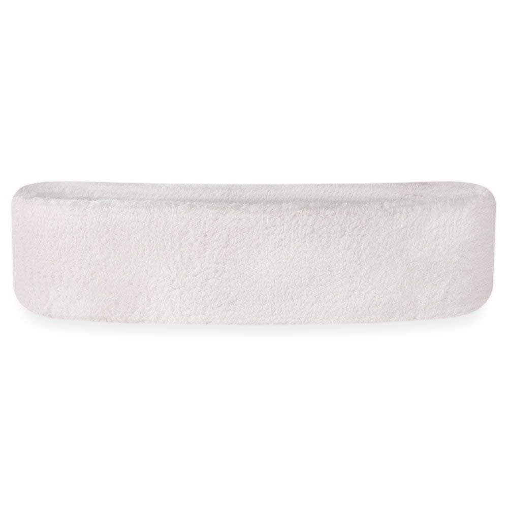 Suddora White Sweatband Set - 1 Headband & 2 Wristbands - Breathable Cotton Terry Cloth Sports Sweatbands for Men & Women - Perfect for Basketball, Tennis, Running & Workouts