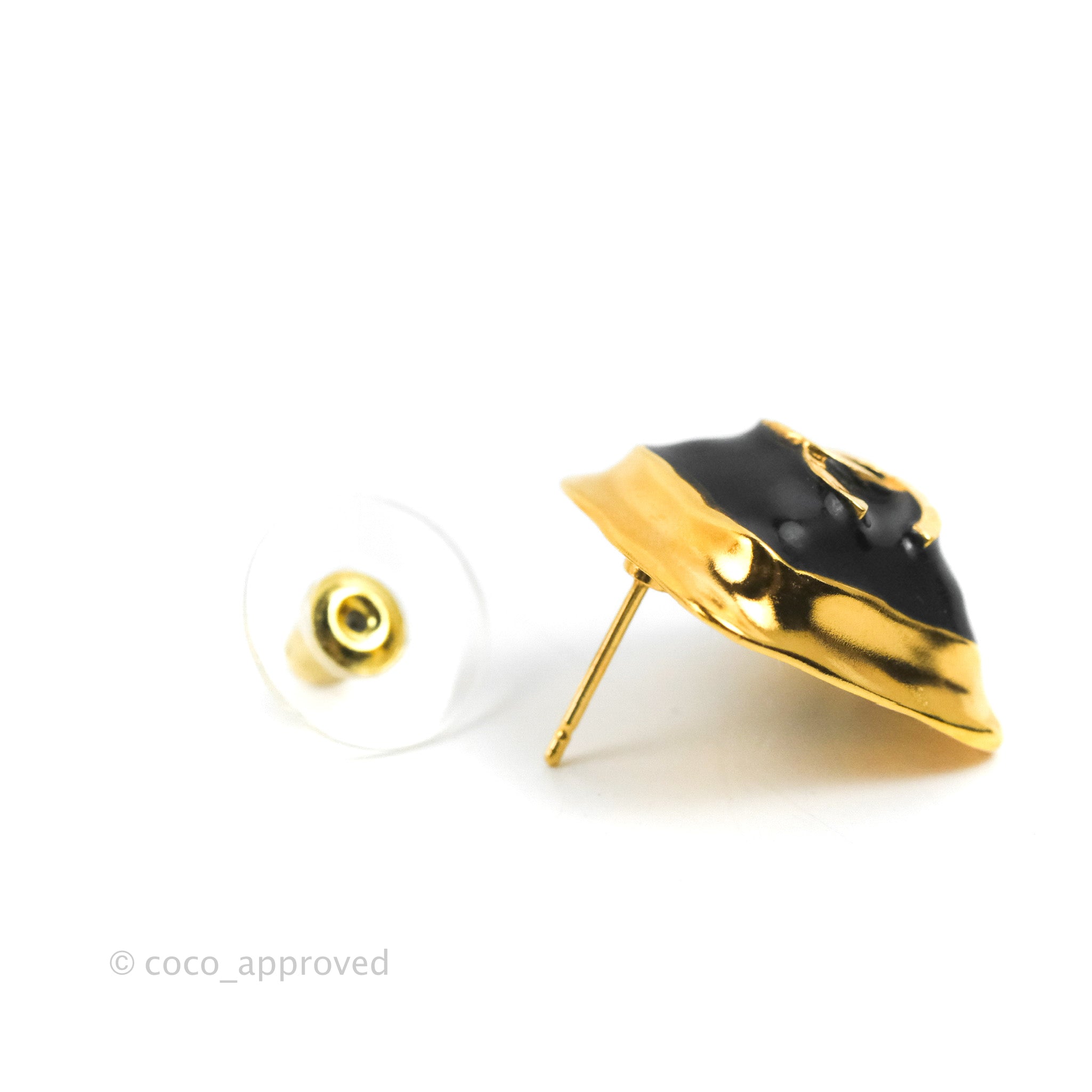 Chanel CC Square Metal Black Earrings Gold Tone 23C - Luxury Fashion Jewelry for Women, Perfect for Parties, Weddings & Special Occasions