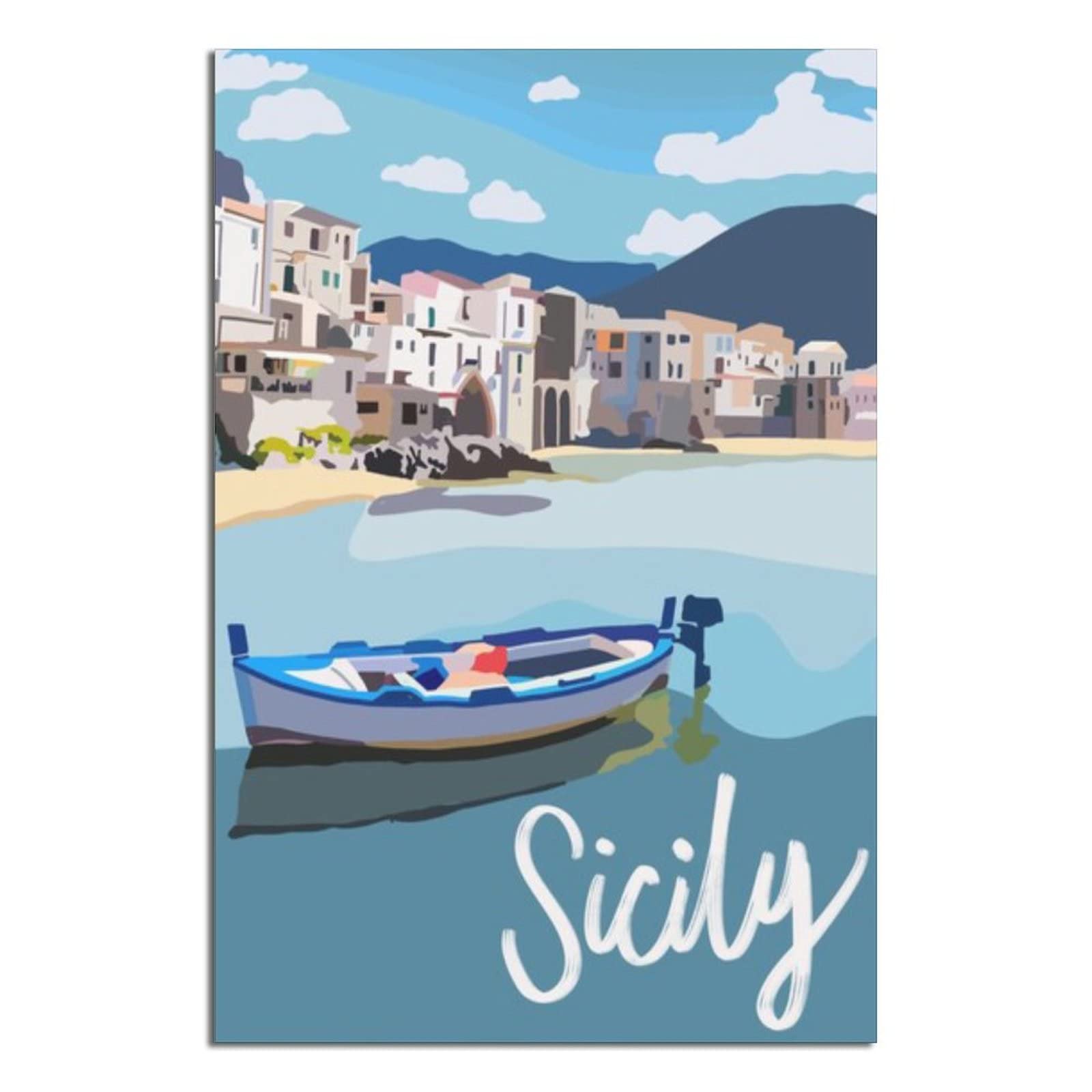 Vintage Sicily Italy Travel Poster - Canvas Art Wall Decor for Bedroom, Living Room & Office - Perfect Gift for Travel Lovers & Home Decoration