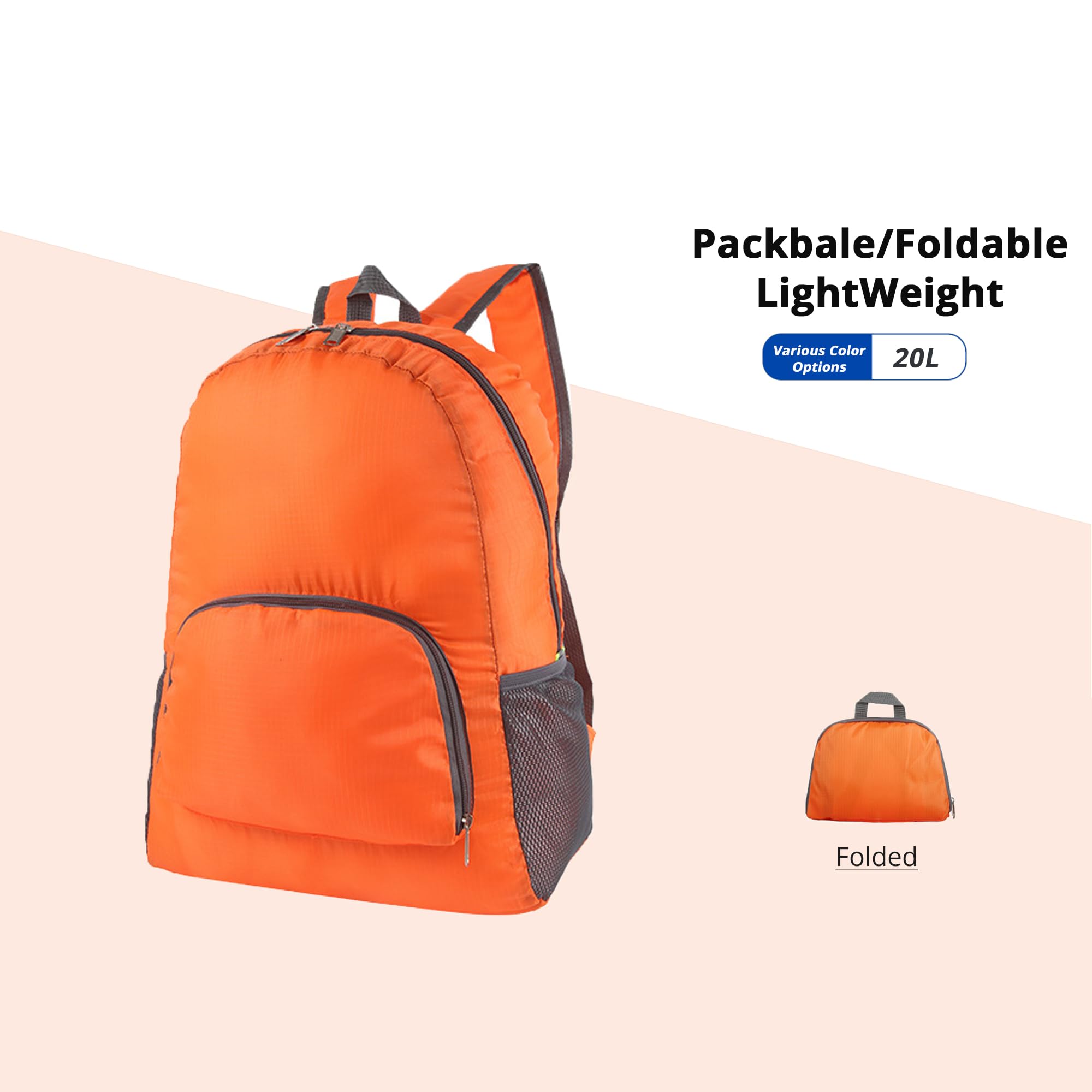 Lightweight Travel Backpack for Women & Men - Foldable Hiking Daypack for Outdoor Adventures, Camping & Daily Use (Orange)