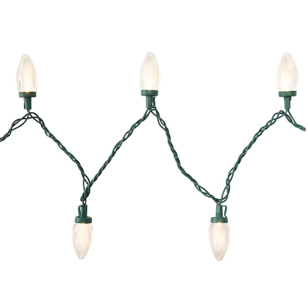 25 LED C-9 Warm White Christmas Lights for Outdoor Roof, House, and Holiday Decorations