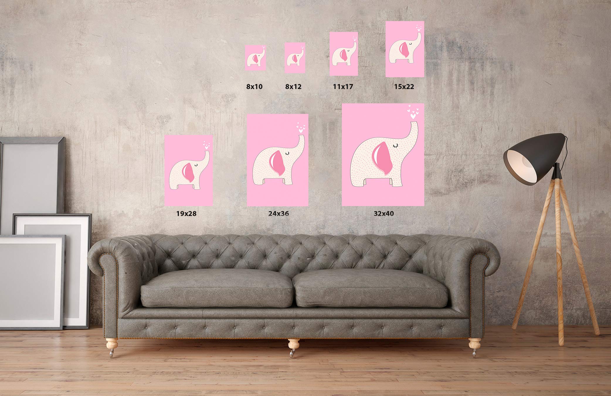 Festive Christmas Sweater for Women | Pink Elephant Nursery Wall Art Decor - 11x17 Inch Kids Room Prints - Perfect for Holiday Gifts & Baby Shower Decorations
