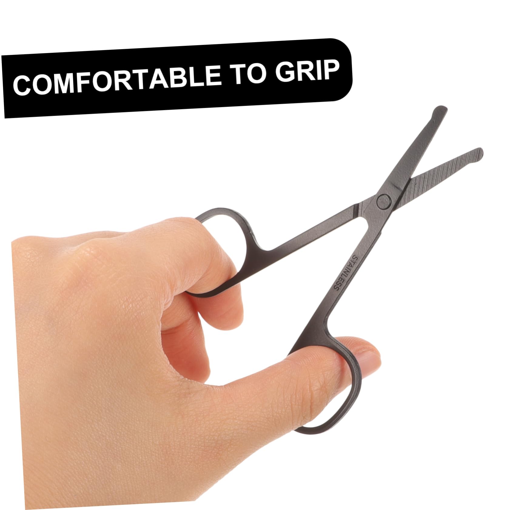 FOMIYES 2-Piece Stainless Steel Rounded Tip Scissors Set - Eyebrow, Ear Hair, Mustache & Nose Hair Trimming Scissors for Men & Women | Grooming, Personal Care & Travel Essentials