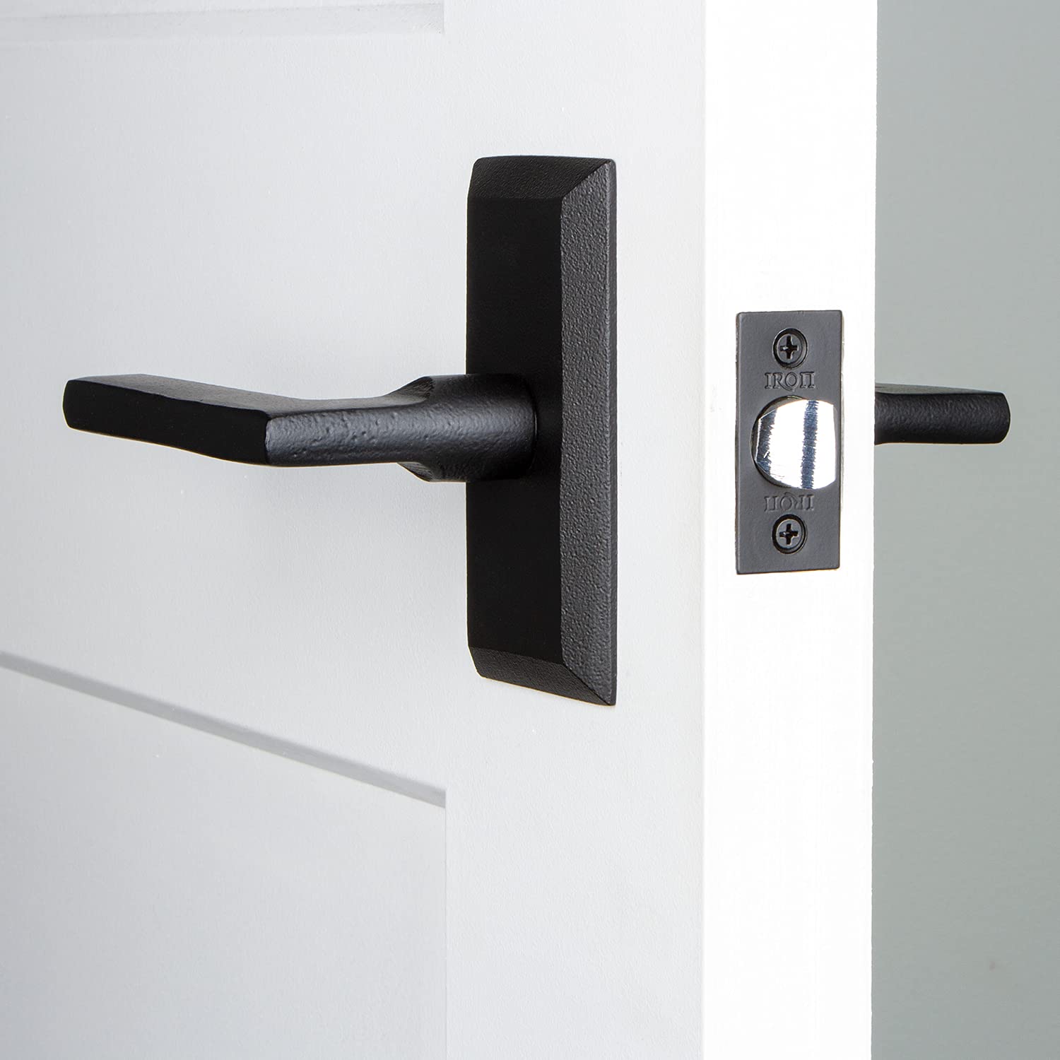 Black Iron Left-Handed Dirk Lever Privacy Plate - Secure & Durable for Home, Office & Commercial Doors