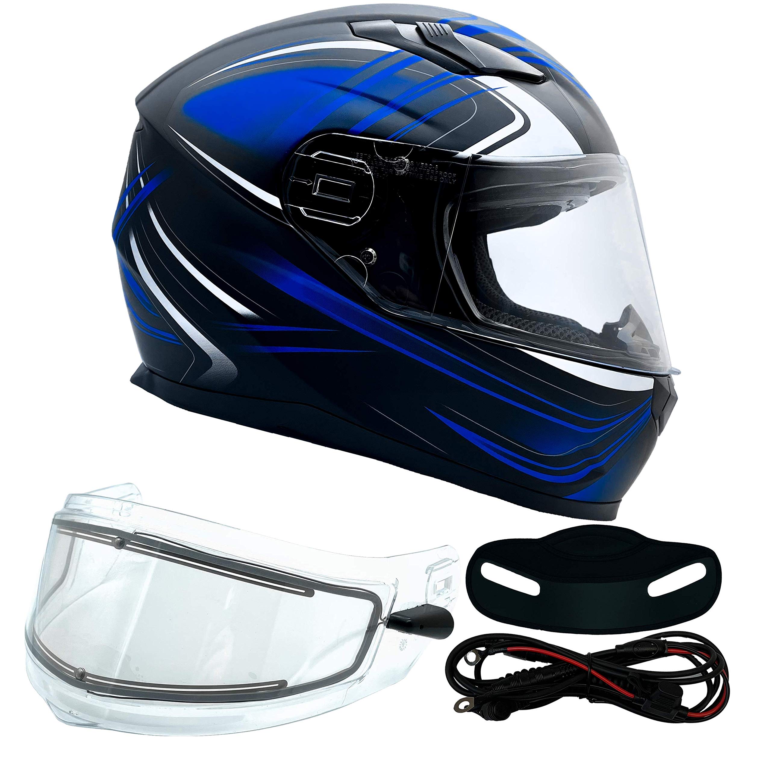 Typhoon Helmets for Adults - Full Face Heated Snowmobile Helmet with Dual Lens Shield | Cold Weather Protection for Motorcycle, ATV & Winter Sports Riders