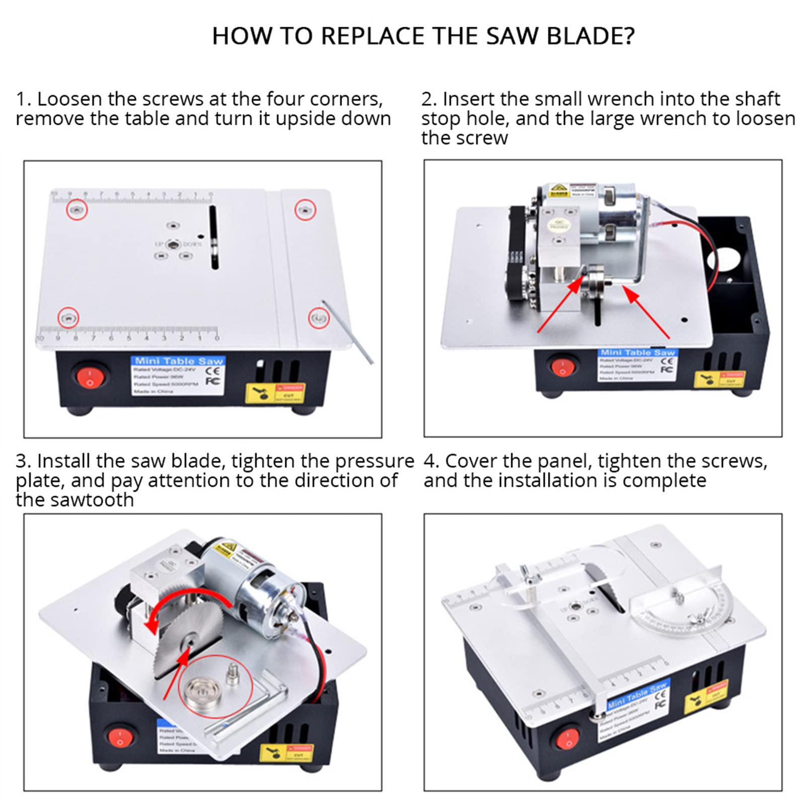 Mini Table Saw for Crafts - 96W Portable Precision Electric Saw with 7 Adjustable Speeds & 4 Blades | Perfect for Wood, Plastic, Acrylic Cutting | DIY Model Making, Hobby Projects & Small Woodworking Tasks