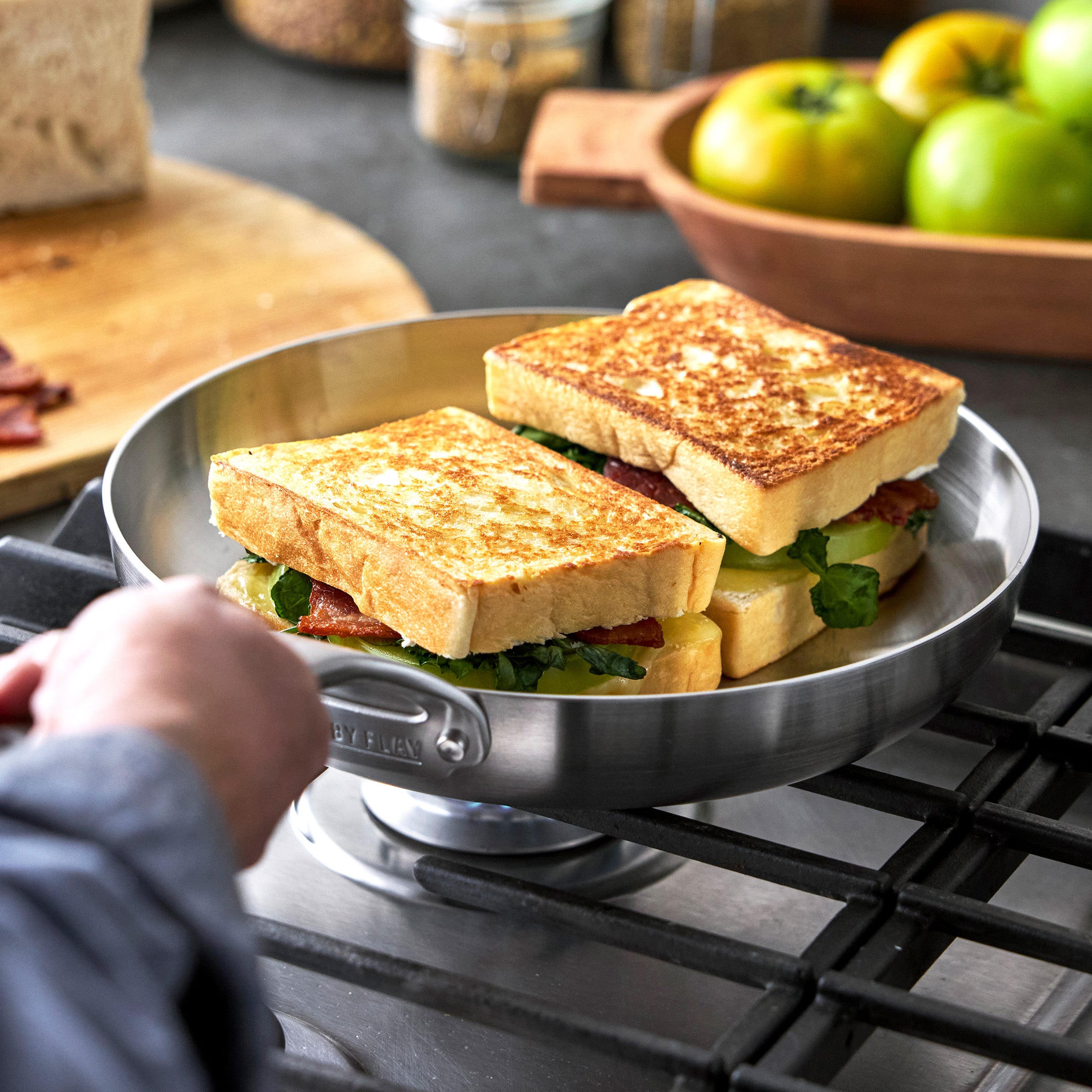 Bobby Flay by GreenPan Chef Series Uncoated Stainless Steel 10 & 12 Inch Fry Pan Set - Professional Cookware for Home Chefs & Restaurant Style Cooking