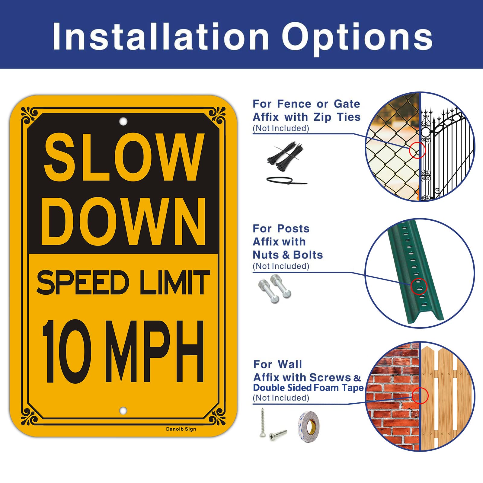 2-Pack Slow Down - Speed Limit 10 MPH Signs, 12